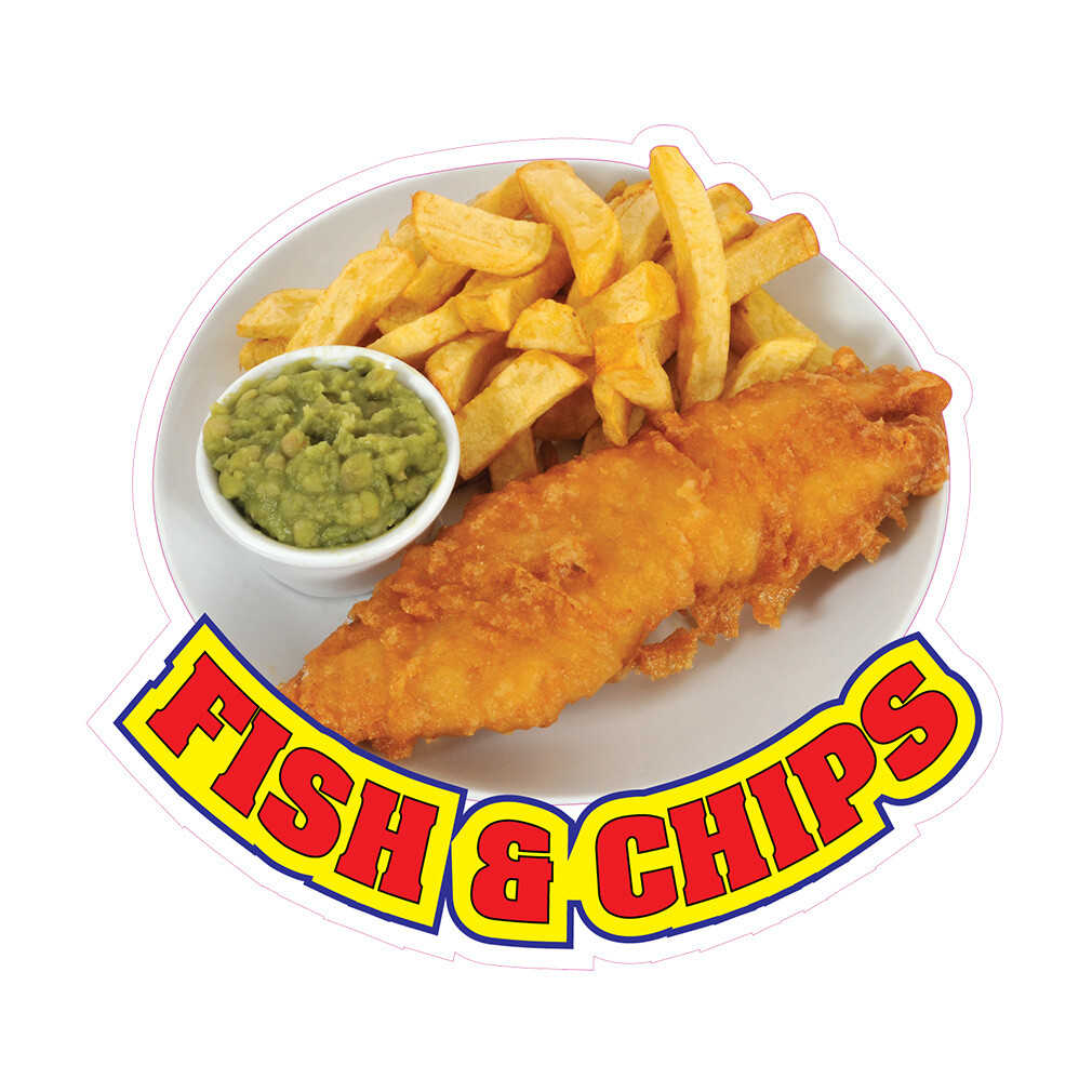 Food Truck Decals Fish & Chips Restaurant & Food Concession Sign Brown