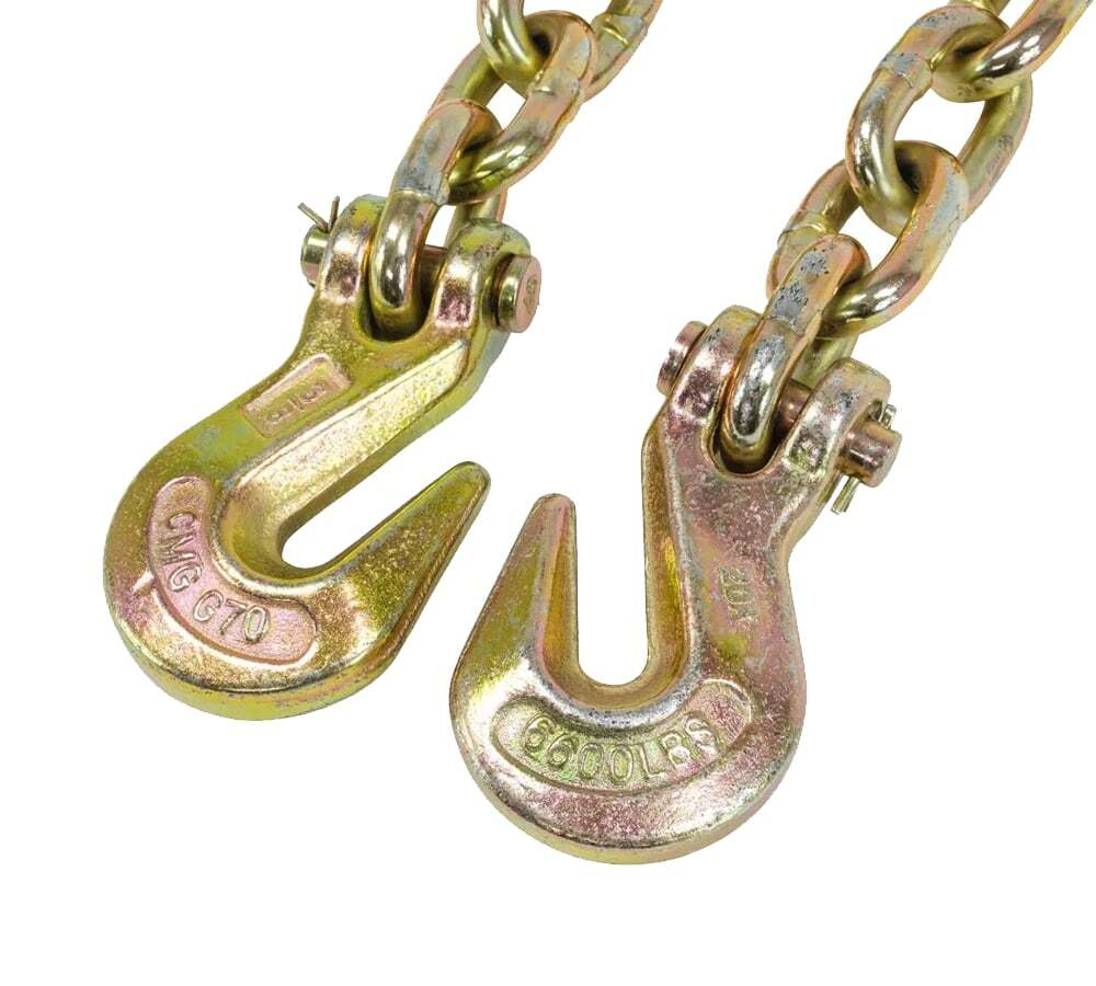 (2 Pack) NEW 3/8"x20' Grade 70 Transport Chain MADE IN USA! With G70 Grab hooks