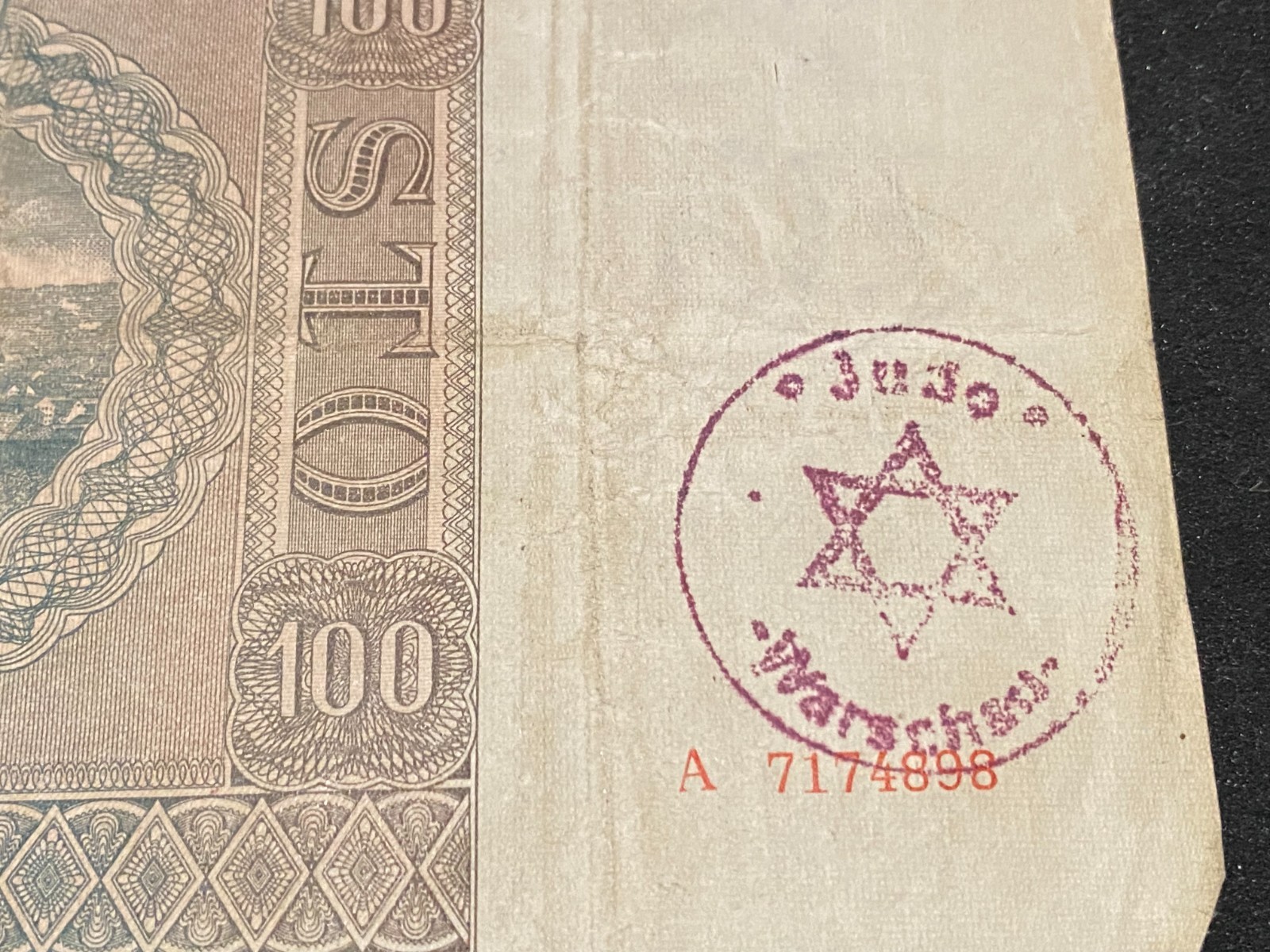 German ww2 HOLOCAUST (JUDE Warschau ) Polish occupation banknote