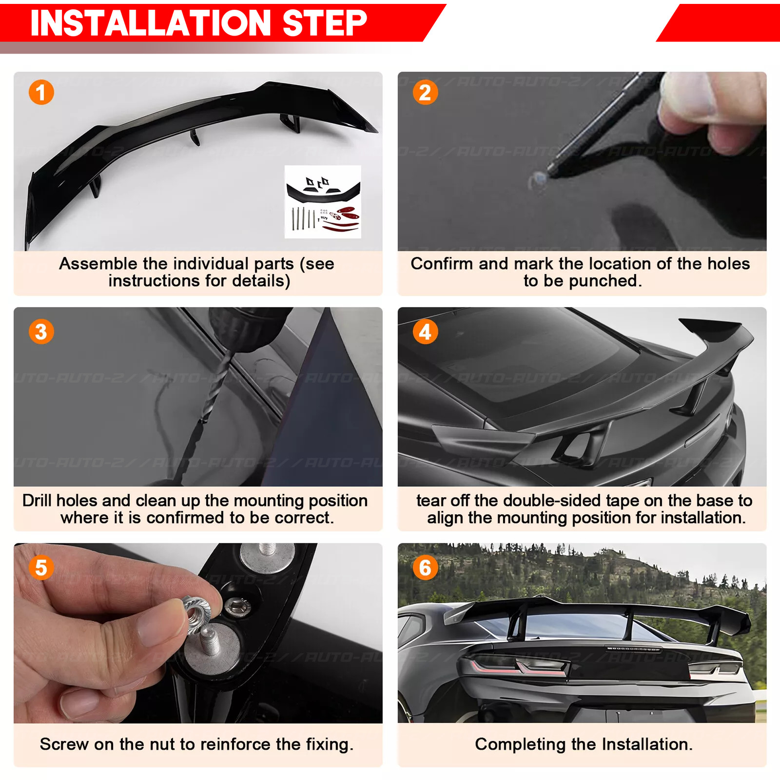 Trunk Spoiler Wing Gloss Black For Chevy Camaro ZL1 1LE Style LT RS SS 2016-2024