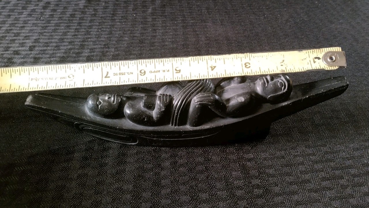 Haida Argillite Canoe Carving W/ Three Figures - Patina Possibly Early 1900s