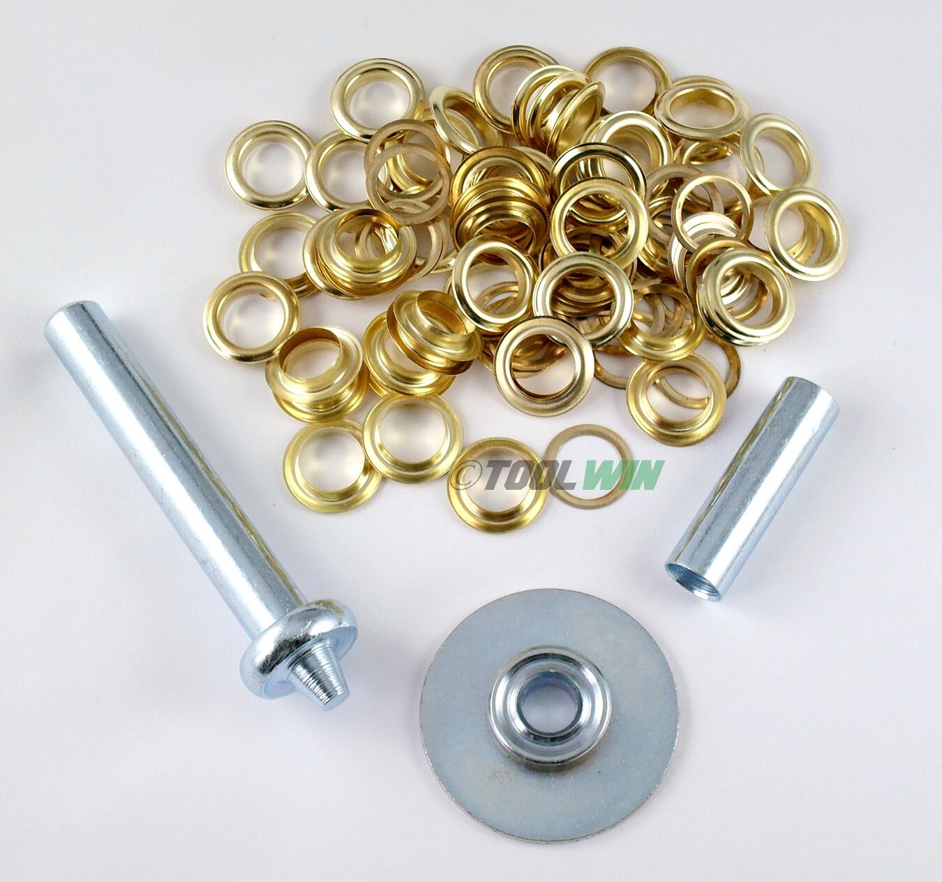 Grommet Tool Kit with 100 1/2" Brass Coated Grommets