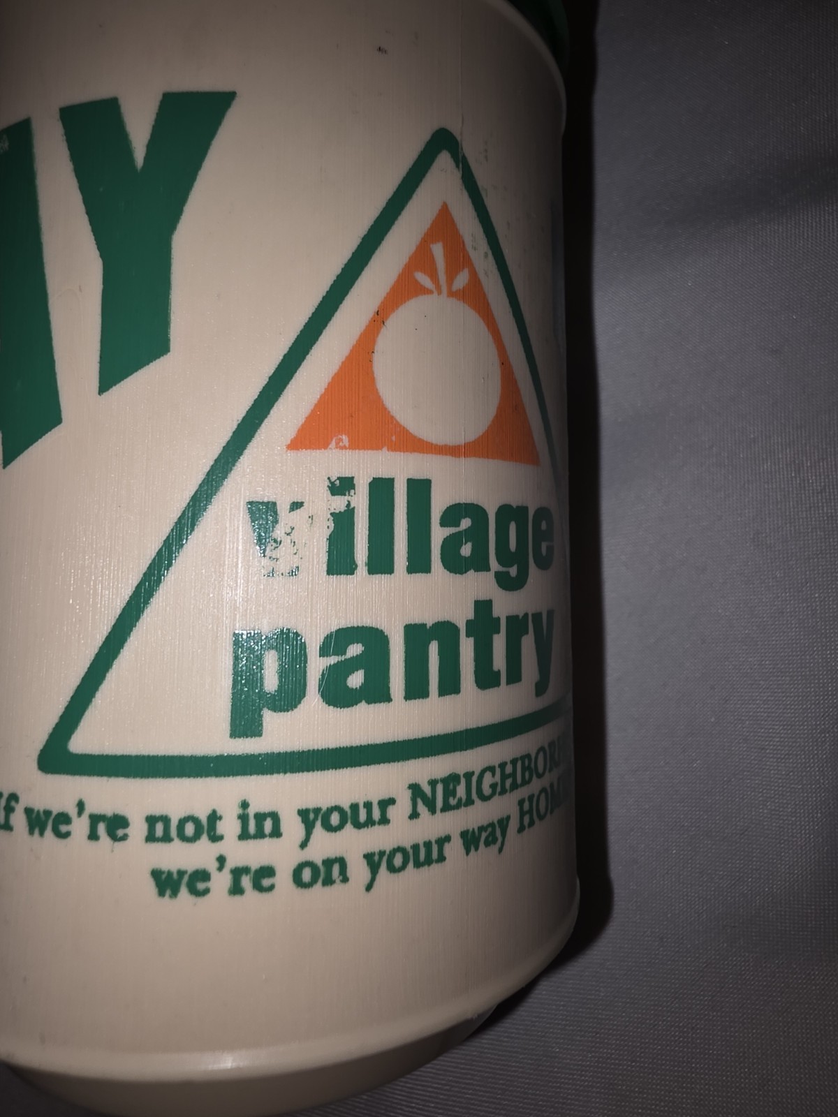 Old Rare Vintage Village Pantry Thermos Cup Mug Day Or Night Convenience Store