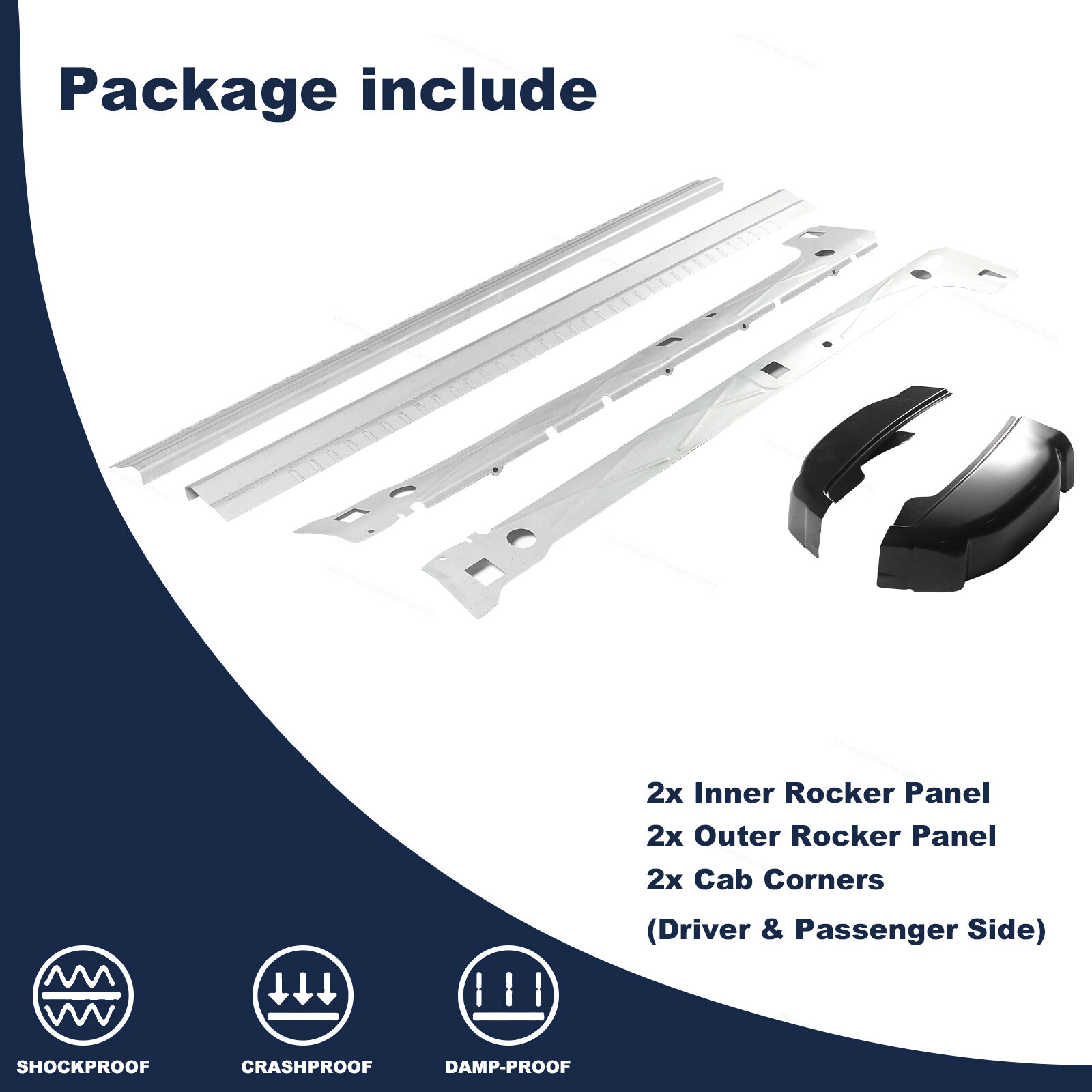 6pcs Rocker Panels Cab Corners Kit Fits 99-07 Silverado Sierra 1500 Extended Cab