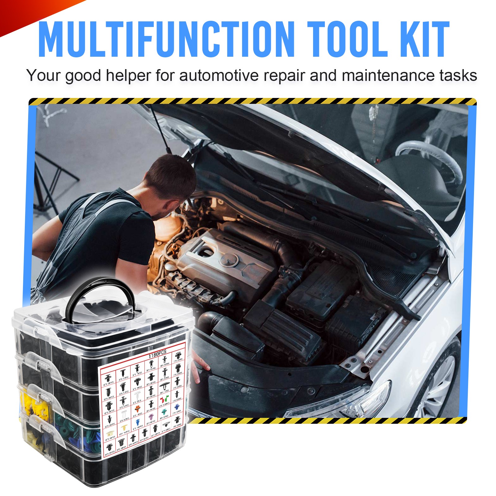 1295PCS Car Retainer Clips Auto Fasteners Push Trim Clips Pin Rivet Bumper Kit