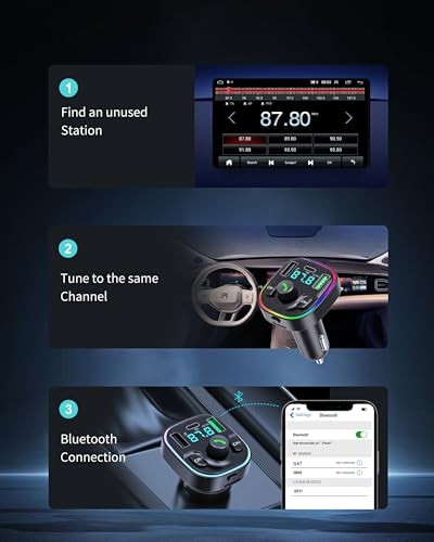 Bluetooth 5.4 FM Transmitter Car Adapter - Car Bluetooth Adapter with Fast