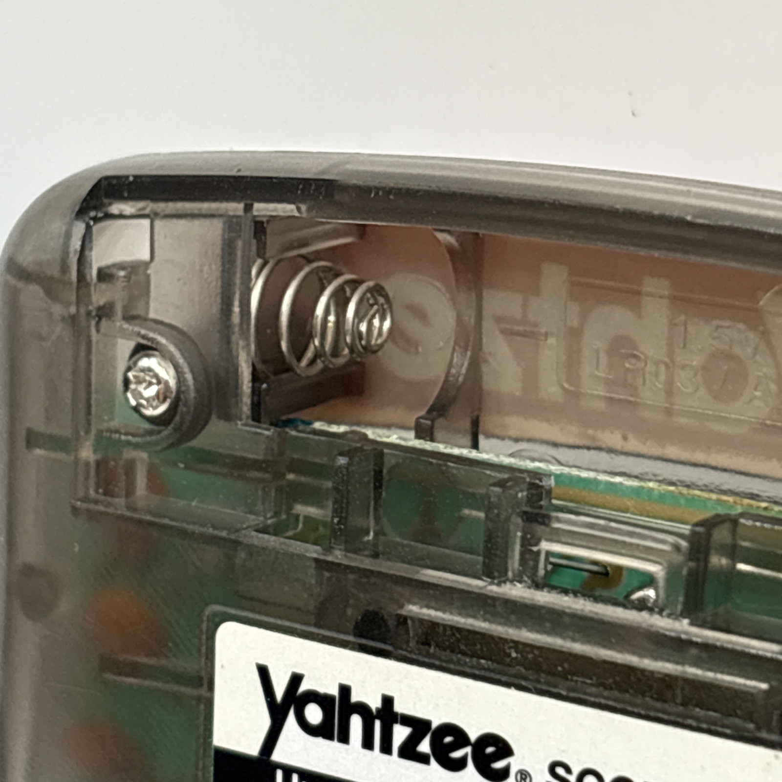 1995 Electronic Handheld Yahtzee Game Clear Smoke MB Milton Bradley 4511 TESTED