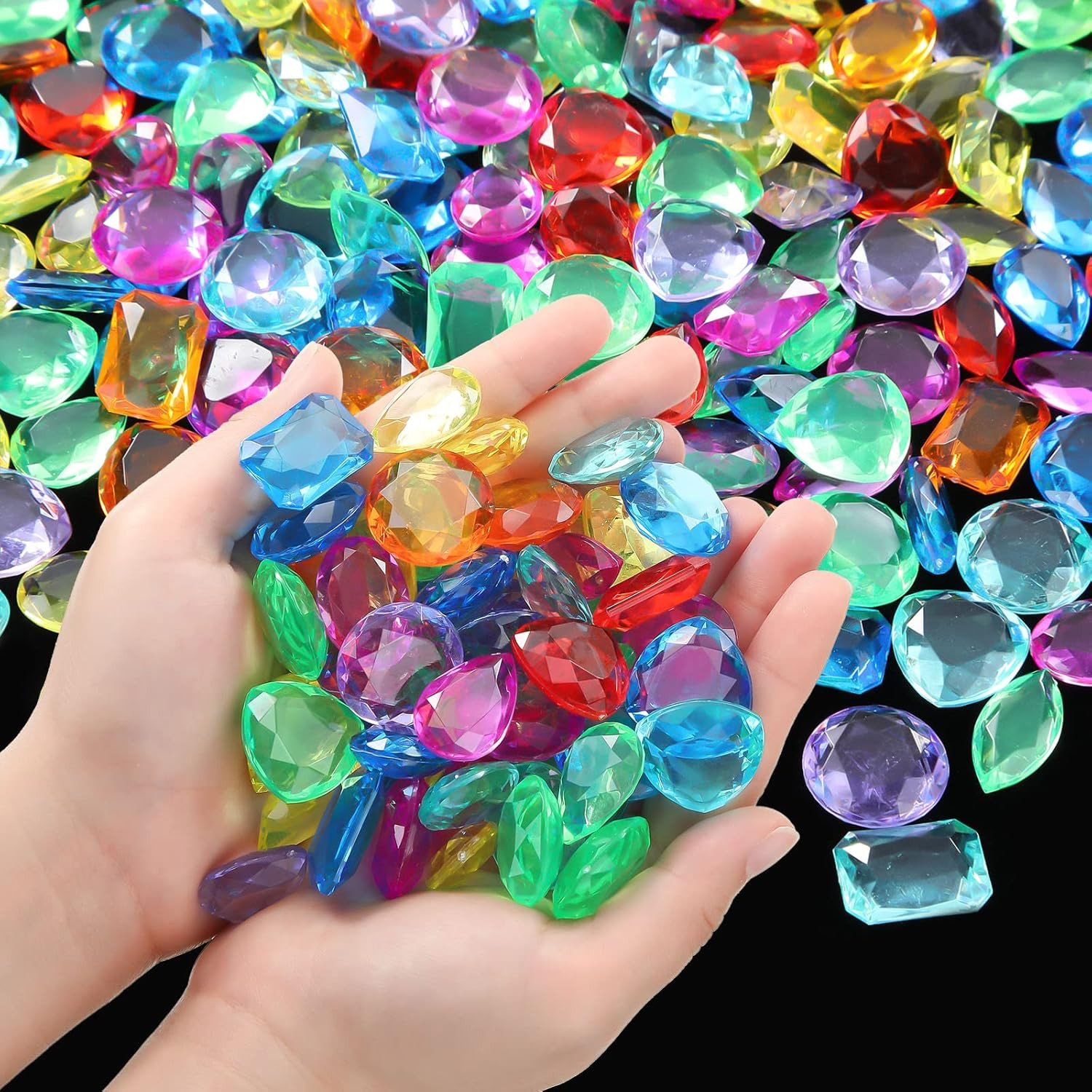100 Pcs Toy Gems Pirate Treasure Jewels Bling Diamonds Jumbo Acrylic Large Fake