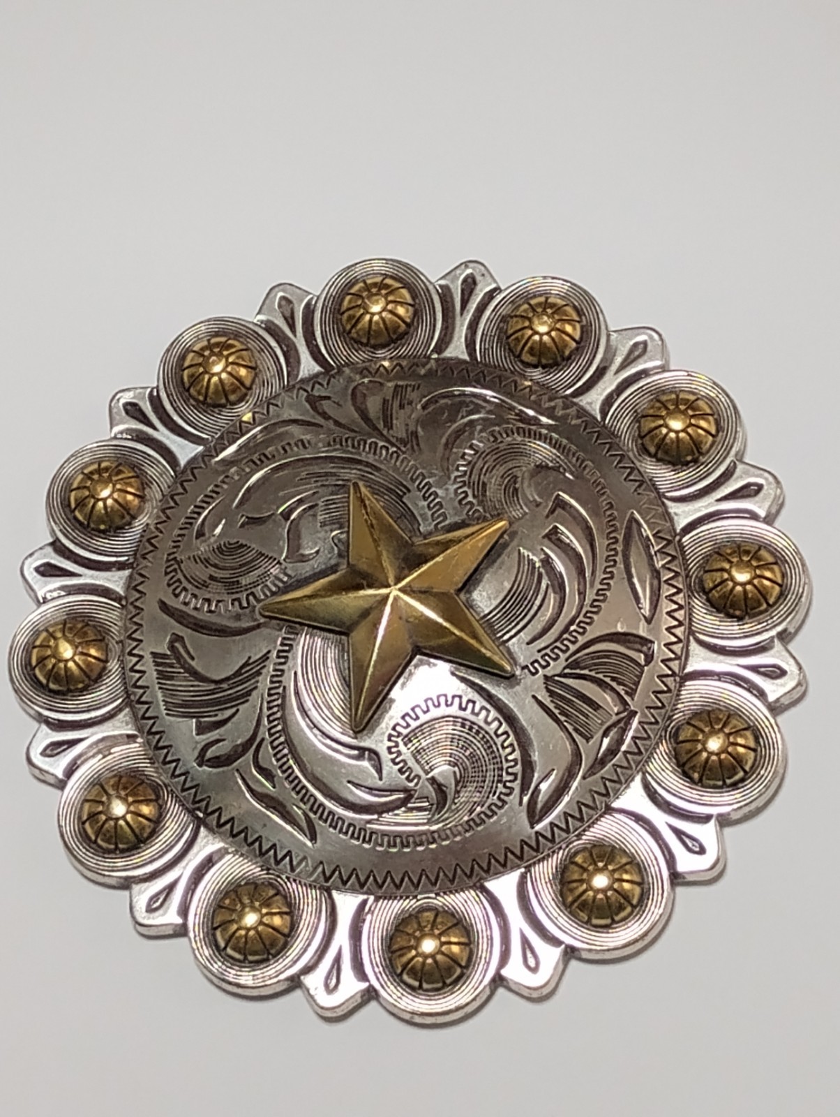 Large 4-1/2 inch Vintage Western Star Berry Concho with Chicago Screw Back #1