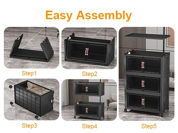 UAMFURI Extra Large Stackable Storage Bins with Lids & Wheels & Door Containers