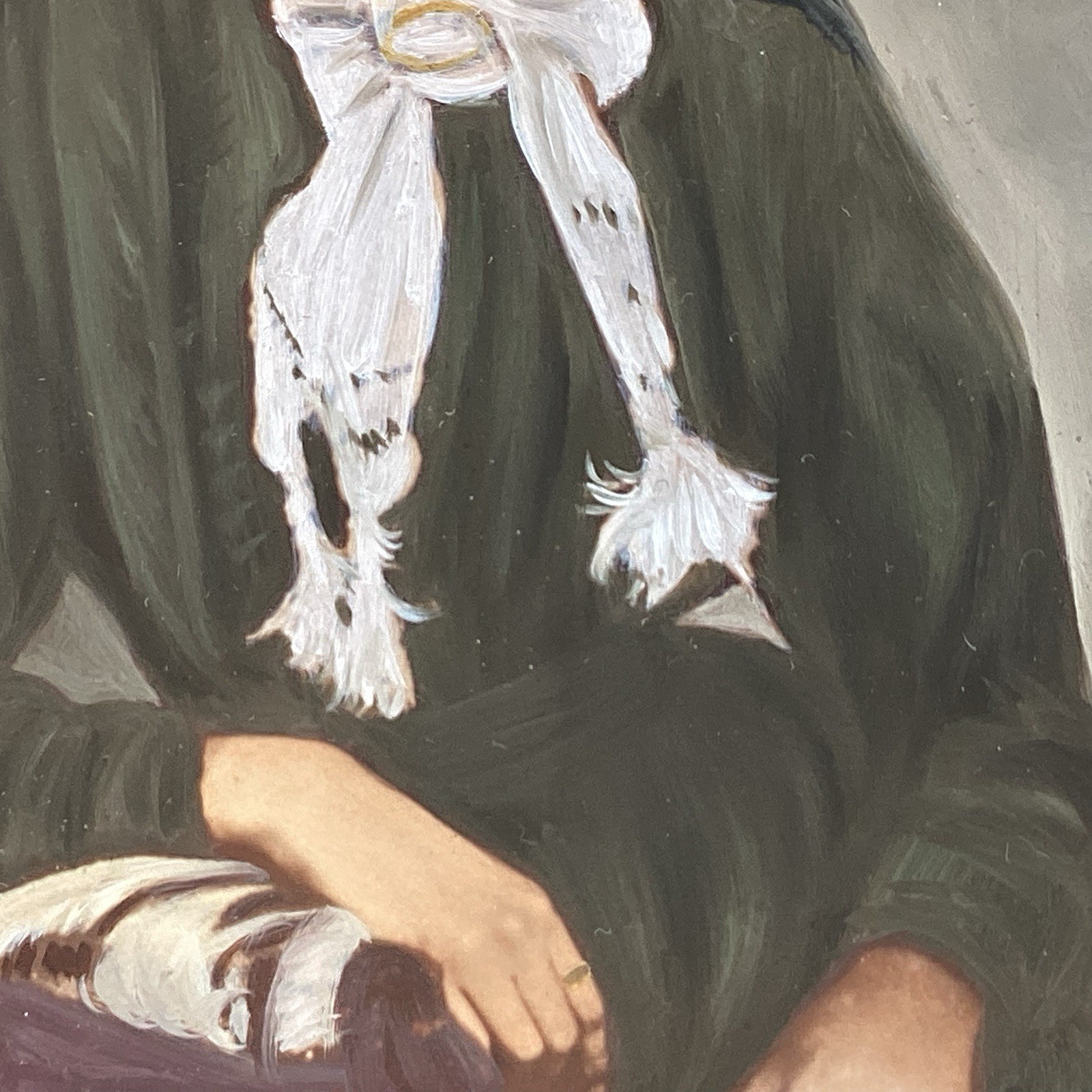 Pair Hand Painted Victorian Portrait Photos Detailed 1890’s Mother Daughter?