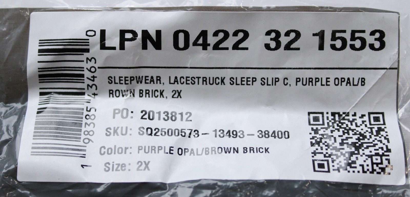 Savage x Fenty Women's Plus Lacestruck Sleep Slip CN6 Purple Opal Size 2X NWT