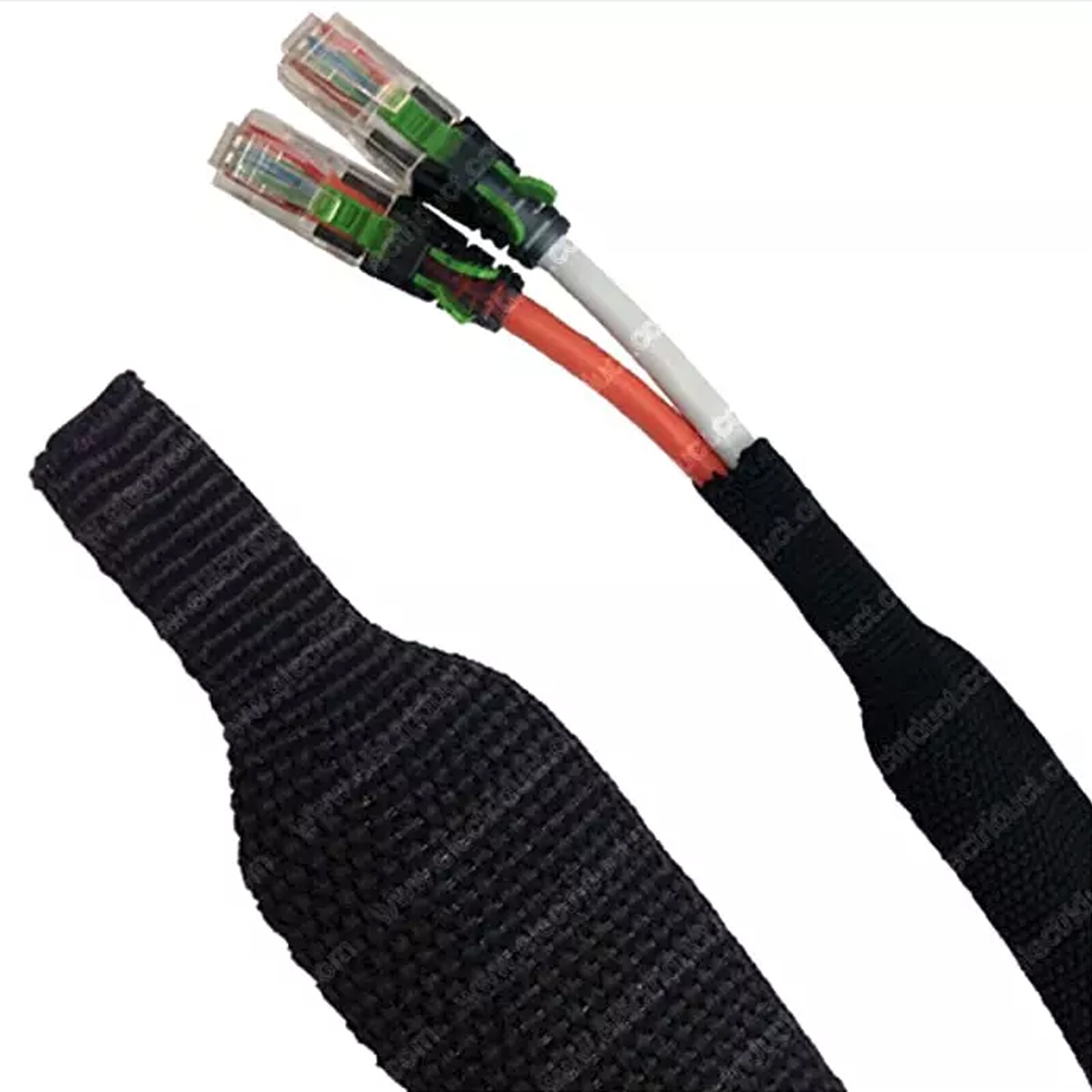Black 2:1 Ratio Automotive Heat Shrink Braided Sleeve Wear-Resistant 14&32Feet