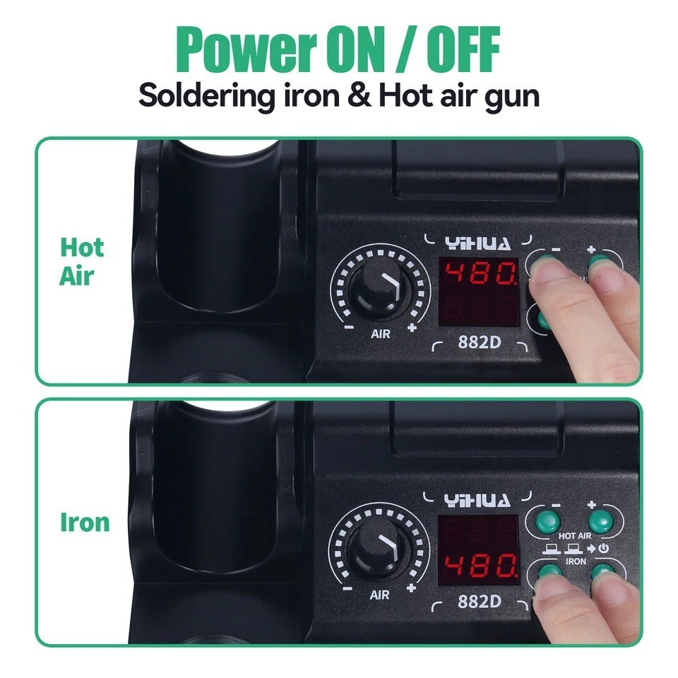 YIHUA Soldering Iron Station Digital Hot Air Gun Desoldering Rework Station Kit