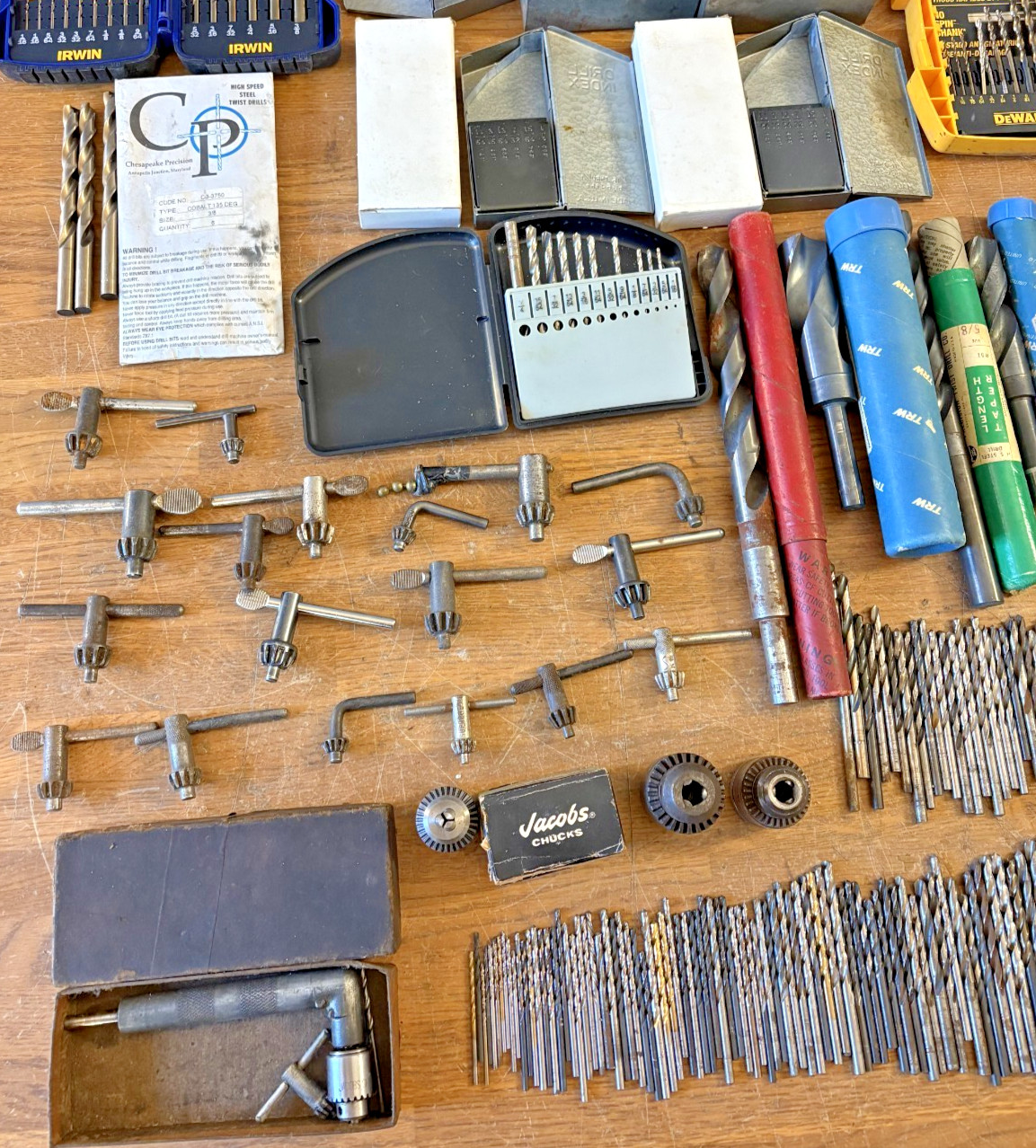 Huge Lot of Machinist Tools HSS Drill Bits, Indexes, Sets, Chucks, Chuck Keys