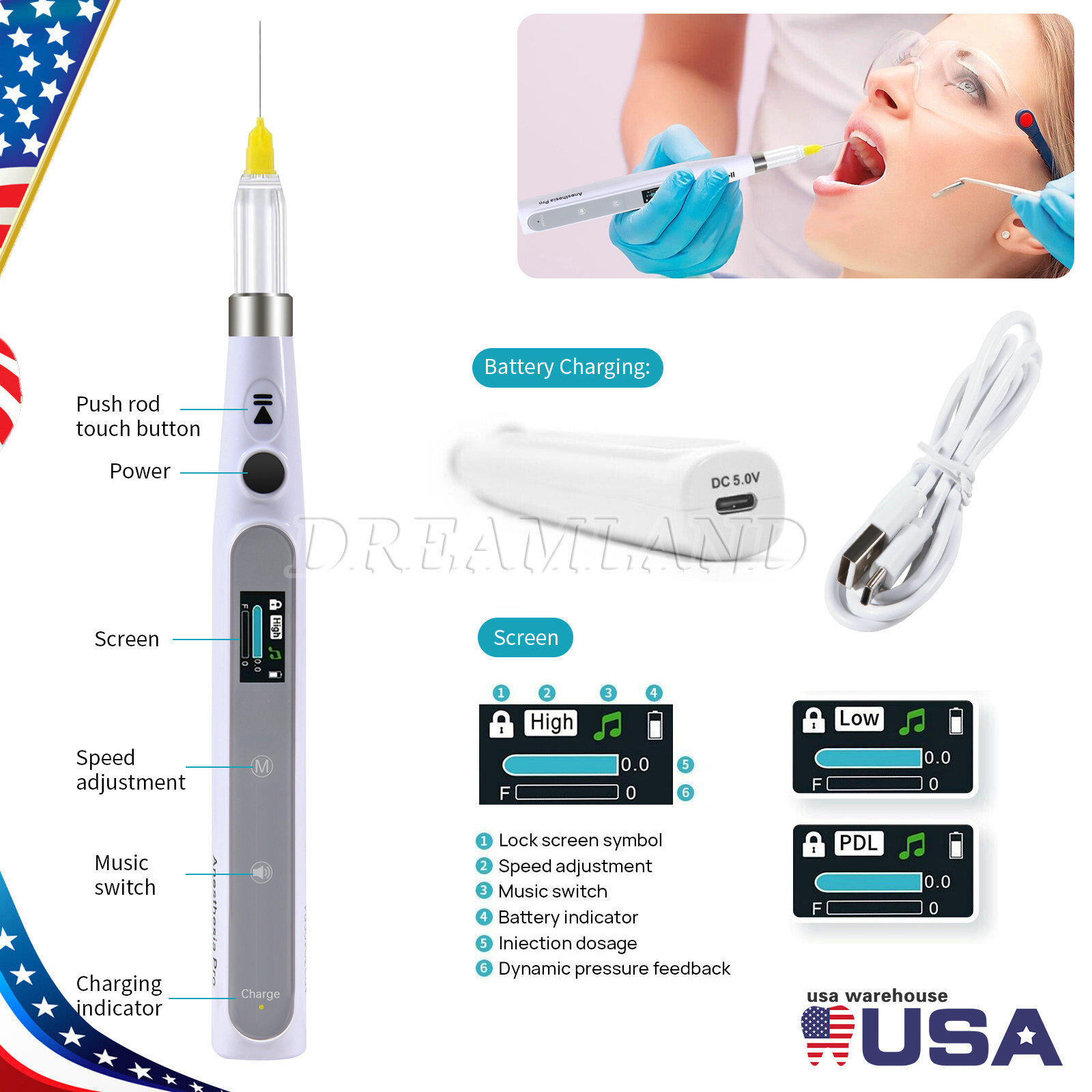 Electric Dental Painless Oral Local Anesthesia Delivery Device Injection Pen USA