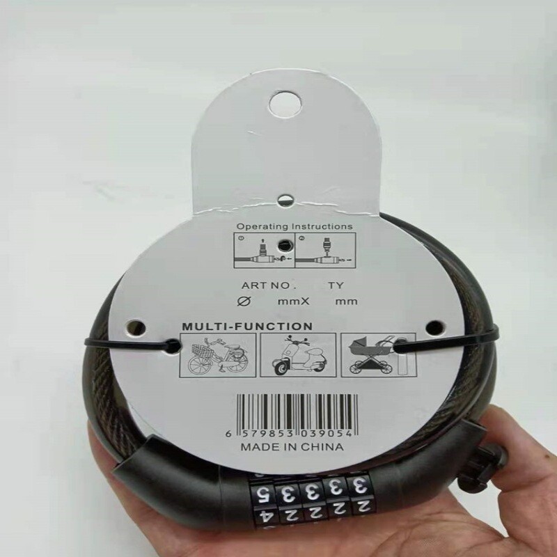 Bicycle Lock 5 Digit Combination 4Feet Cable Anti Theft Cable Lock Electric Bike