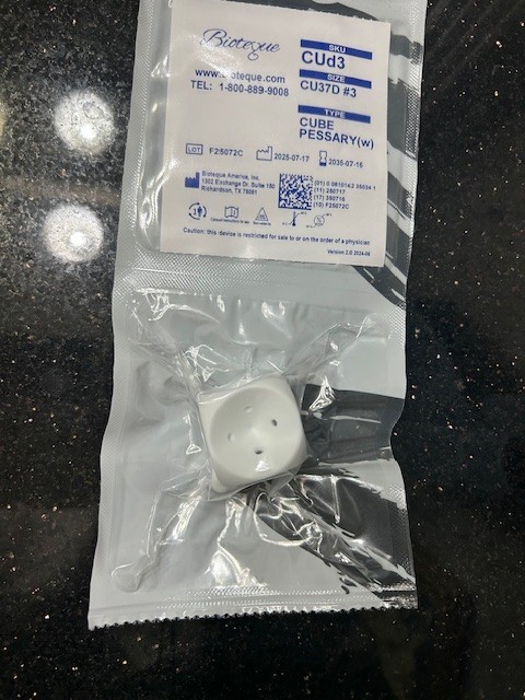 Cube Pessary with Drains Bioteque America - Pessary Cube All Sizes