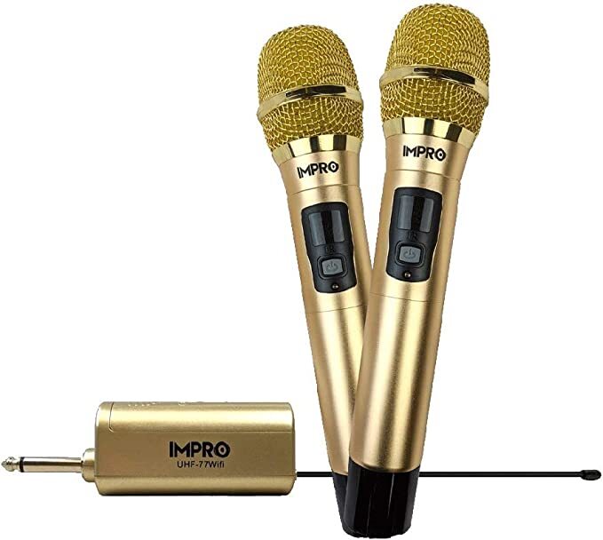 Dual Wireless Karaoke Microphone System Professional UHF ImPro (Gold)