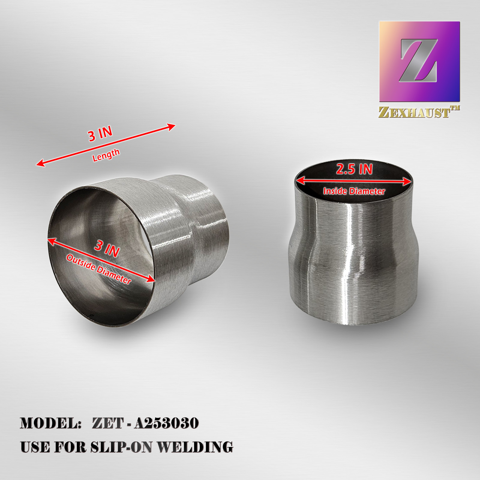 2.5" to 3" Exhaust Pipe System Adapter Reducer Connector 304 Stainless Steel