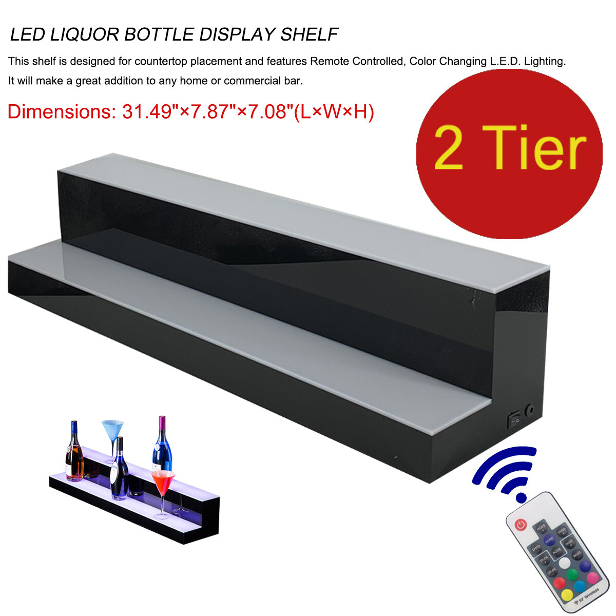 LED Lighted Liquor Bottle Display Shelf Bar Display Shelf Bottle Stand 110V
