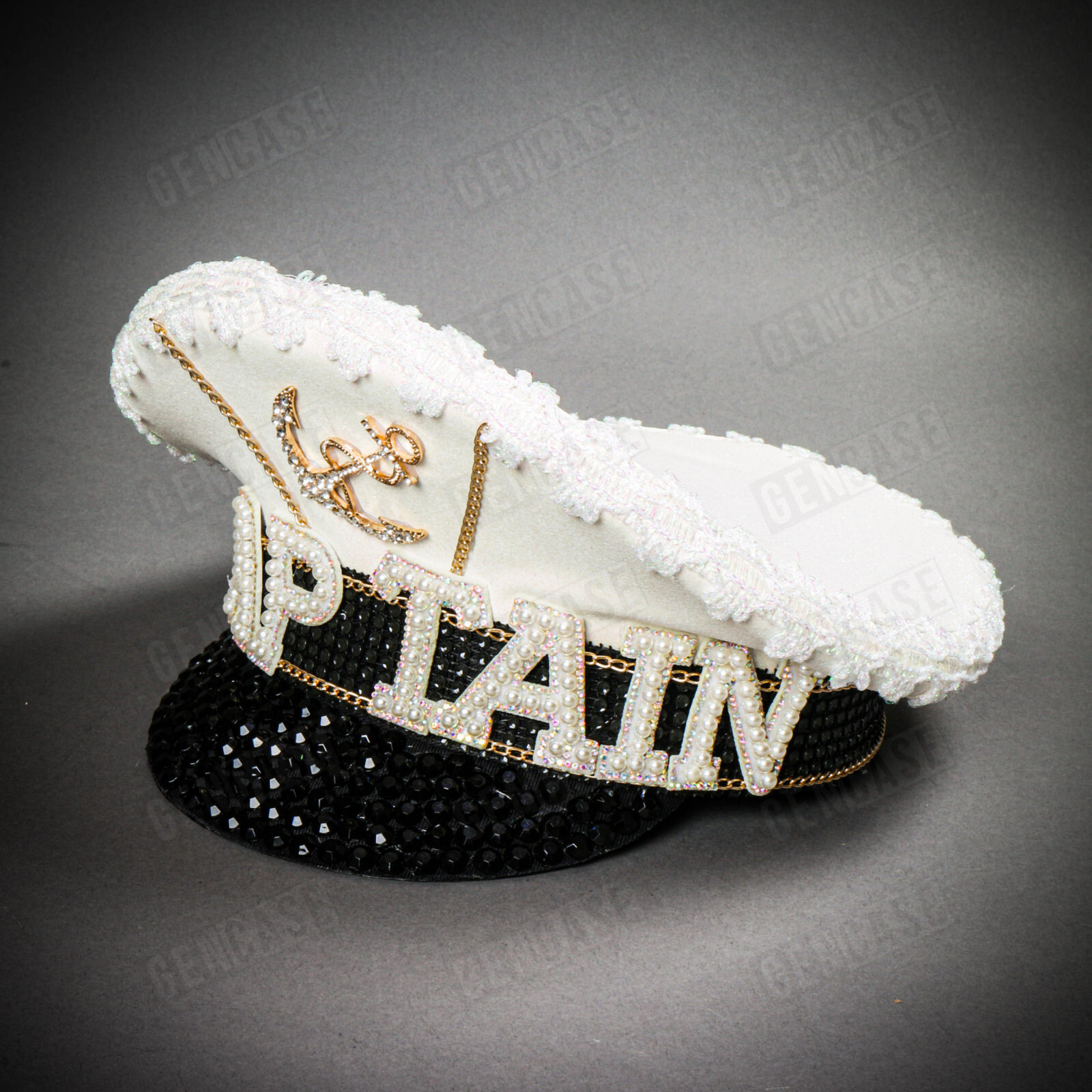 White Burning Man Gold Anchor Captain Hat Adult Yacht Sailor Costume Party Hat