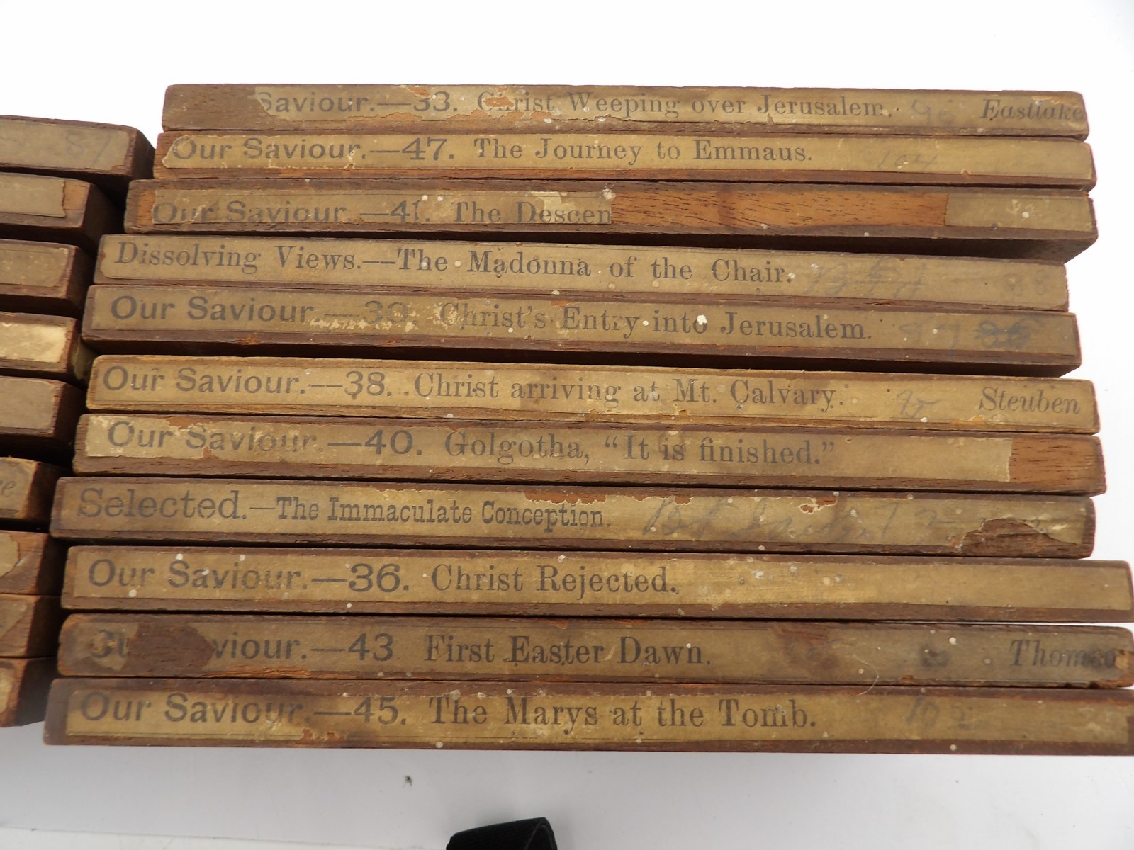 20 Magic Lantern 4x7 Wood Slides Christian Scenes