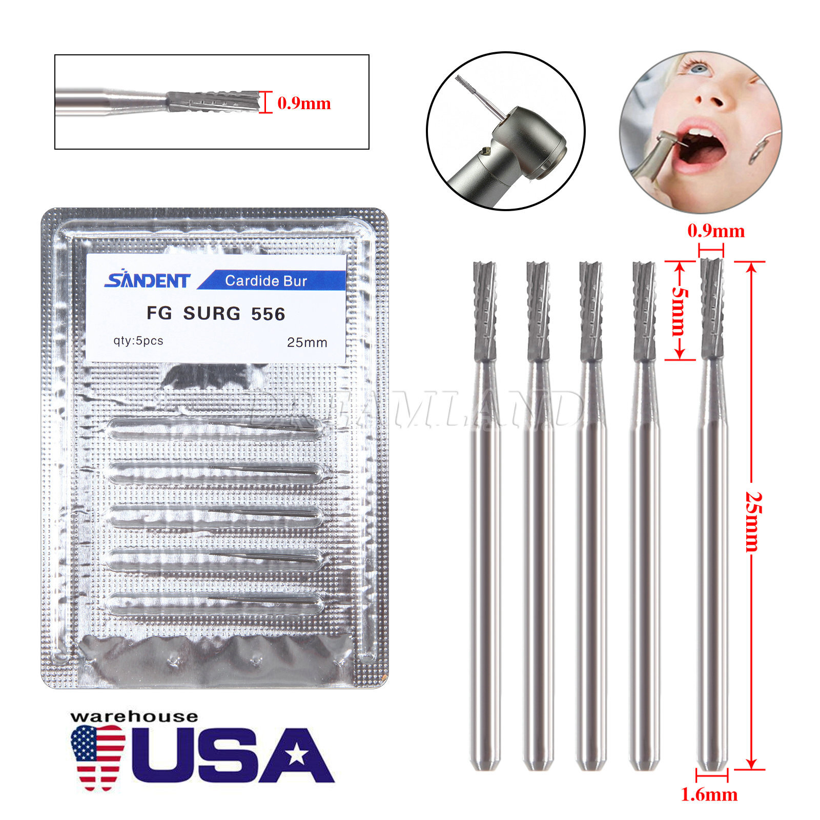 Dental Surgical Bur Long 557L 558 556 Carbide Burr 25mm High Speed