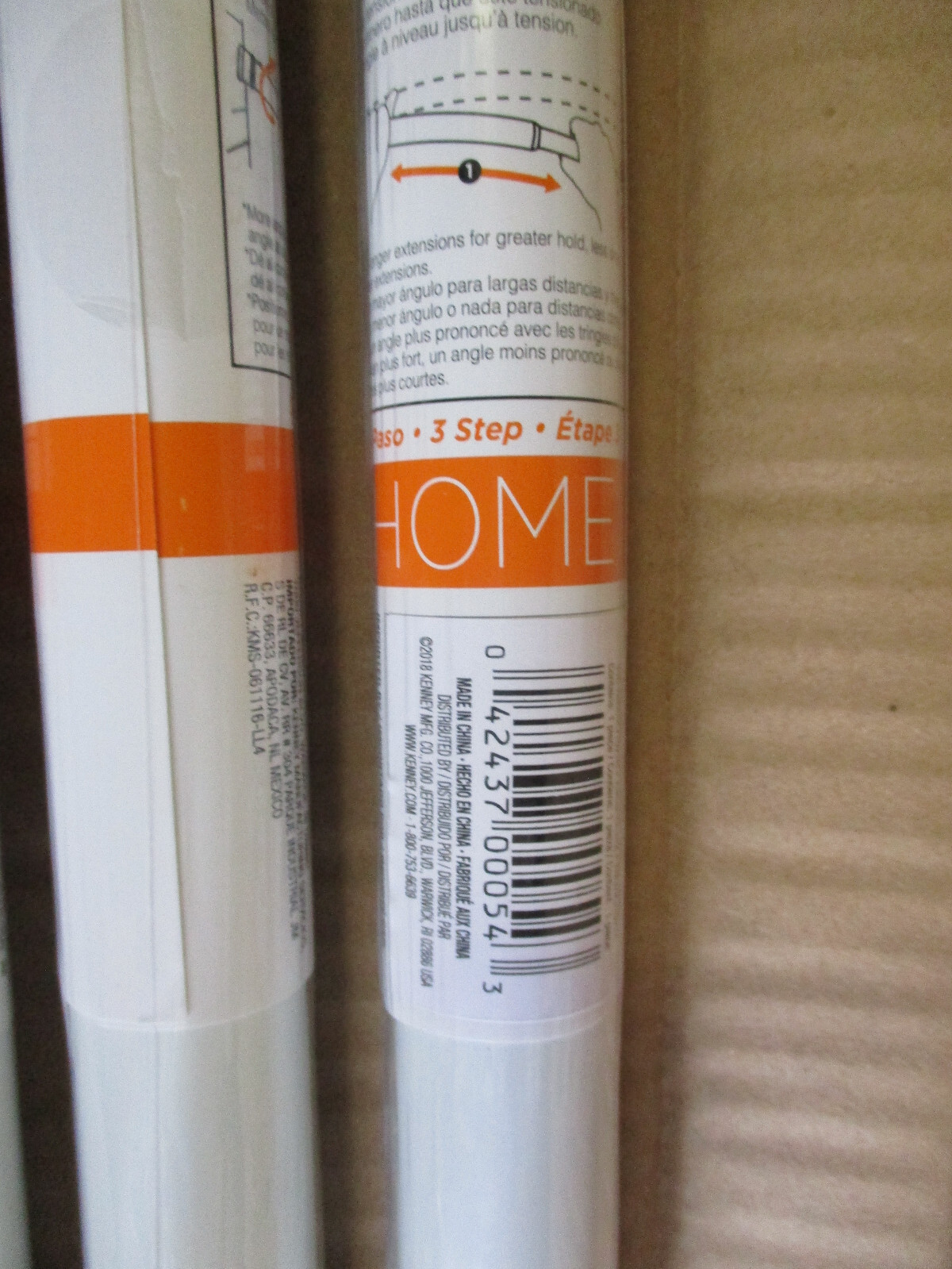 6 PACK CASE WHITE 42 In - 72 In Steel Twist & Fit Tension Shower Curtain Rod U20