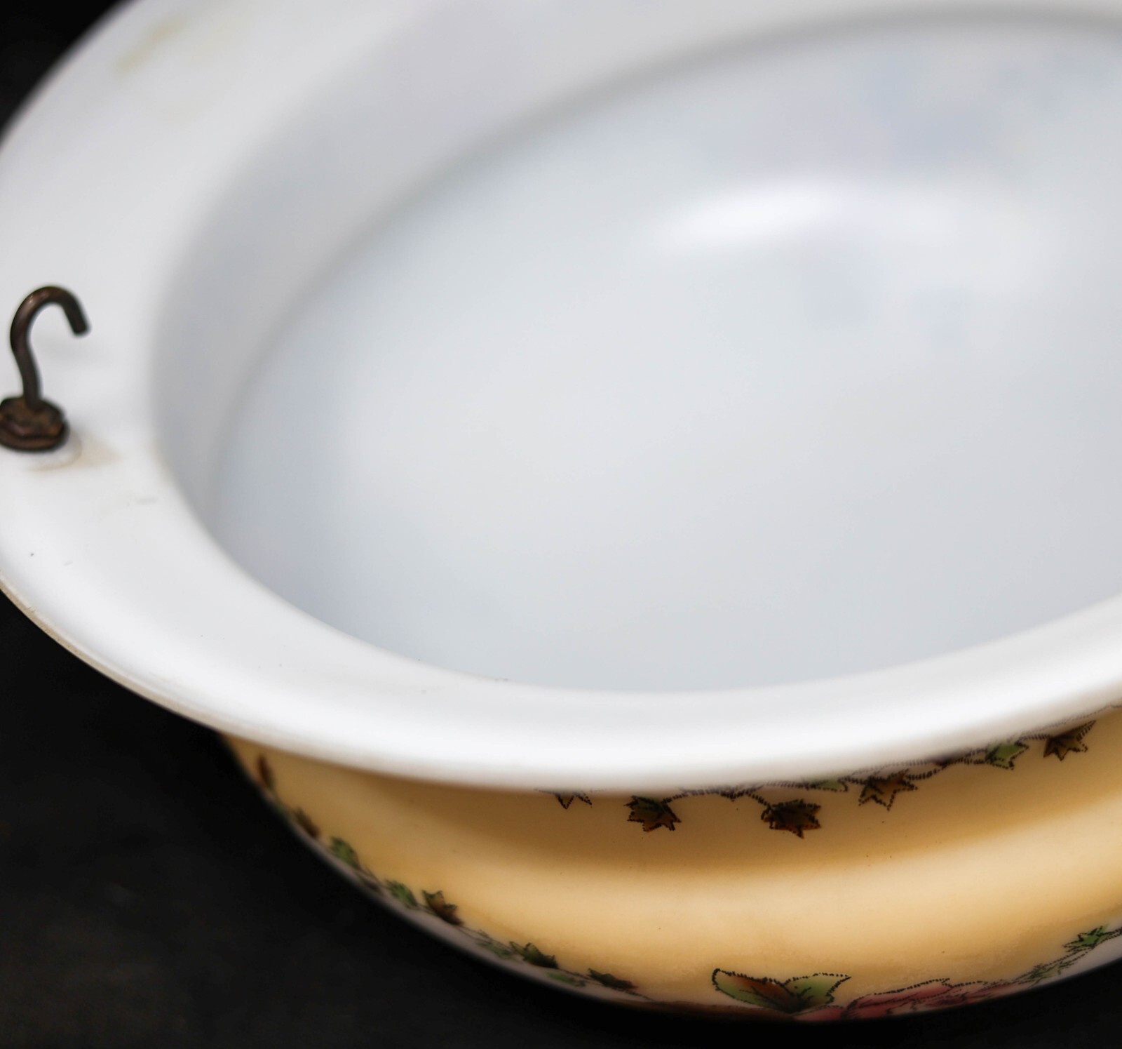 Vintage Large Hanging 3-Chain Glass Light Shade Lamp Part 14.25" Diam x 5" Roses