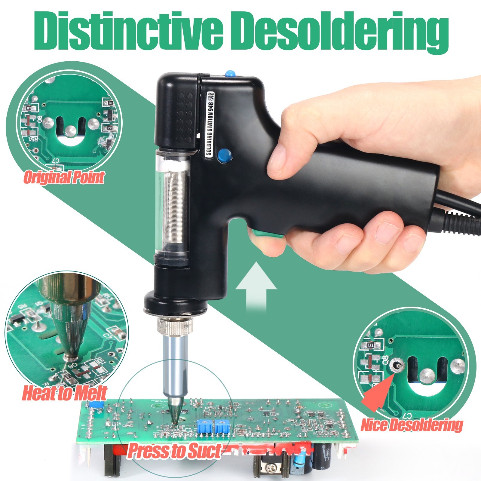 YIHUA 948 Desoldering Rework Station Suction Gun Digital Adjustable Temperature