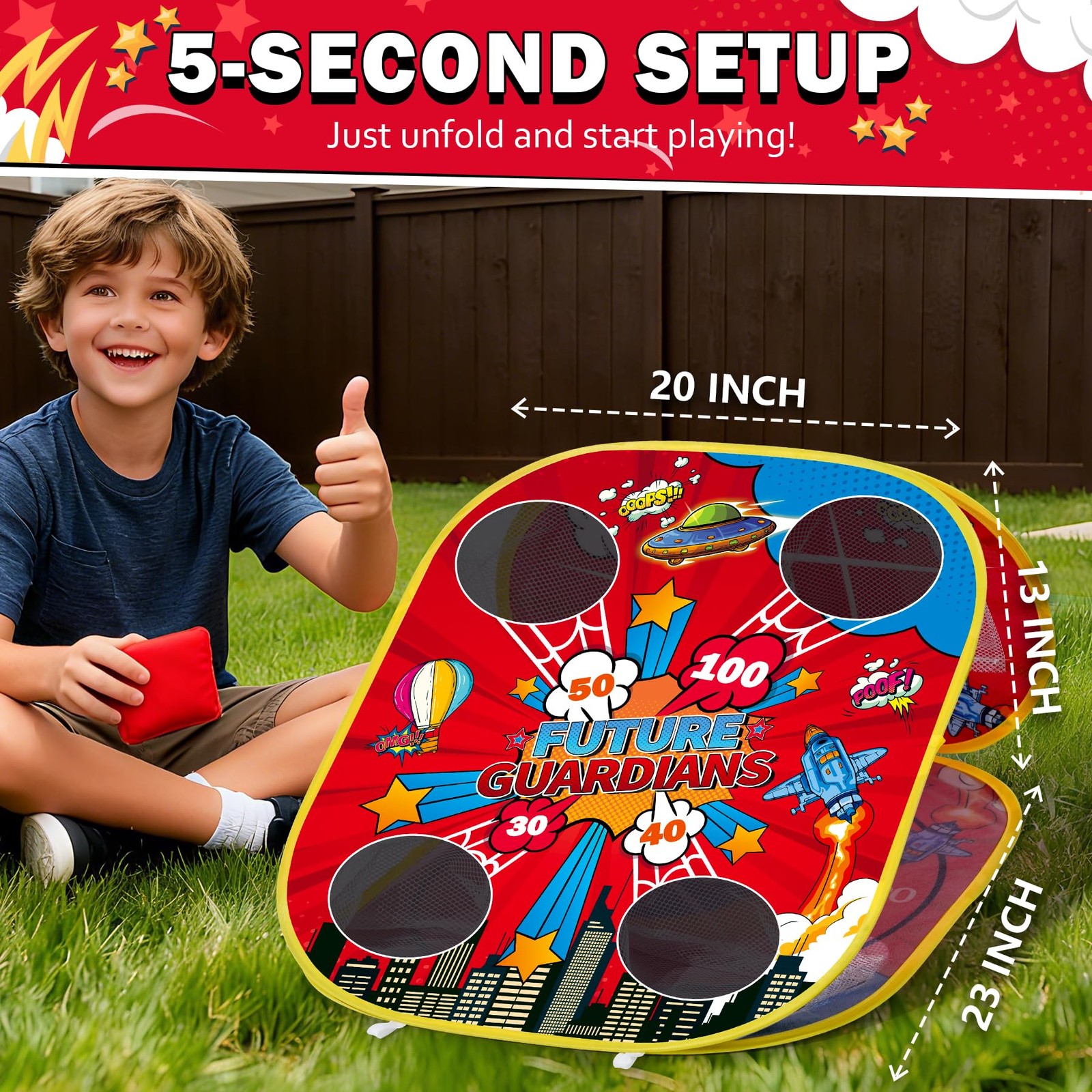 Spider Bean Bag Toss Game for Kids – 3-in-1 Cornhole Board Outdoor Toys for T...