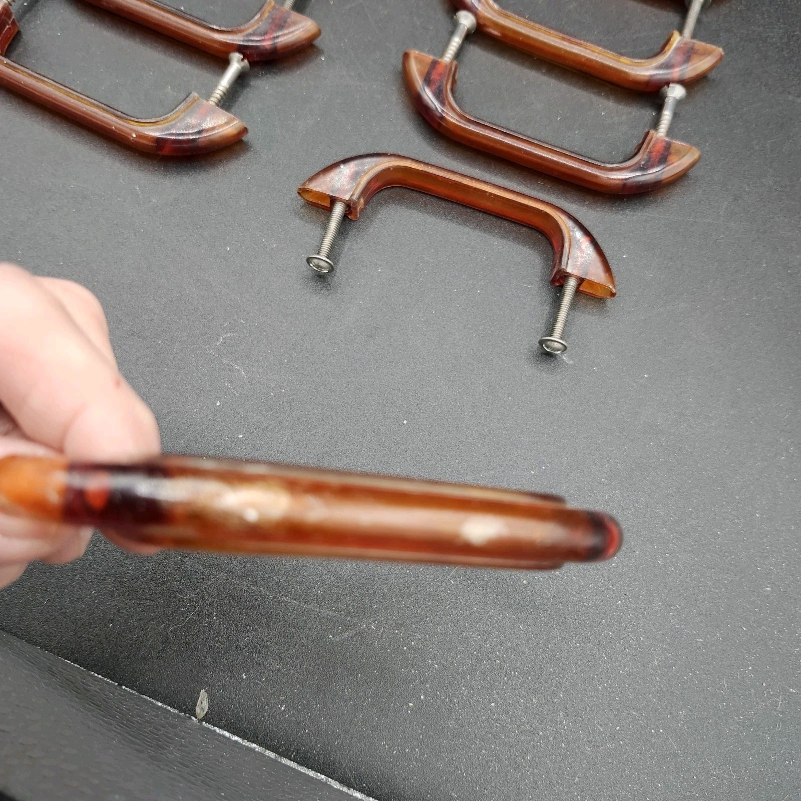 Lot Of 12 Vintage Art Deco Amber Bakelite Drawer Pulls 1930s/40s 3 1/8"OC