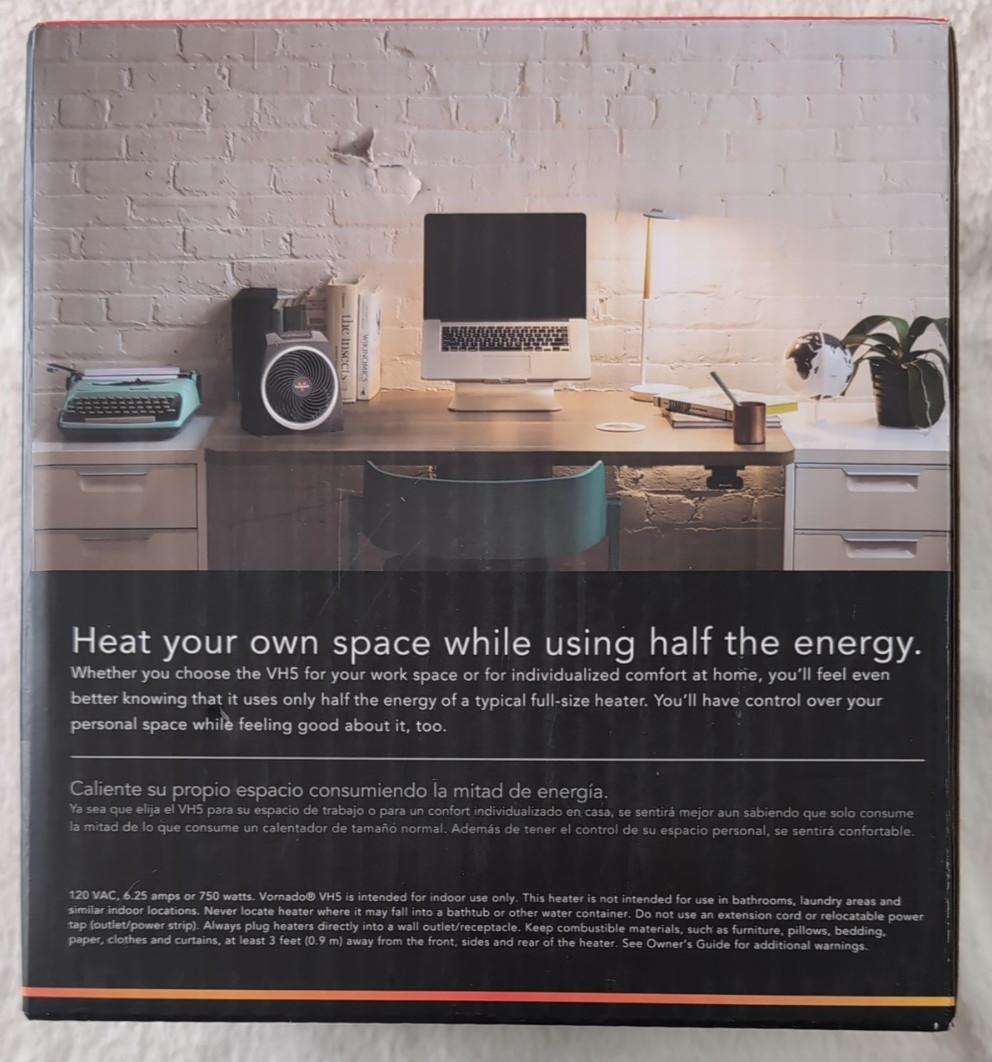 NEW - Vornado Vh5 375/750W Electric Personal Heater -S&H PAID BY US