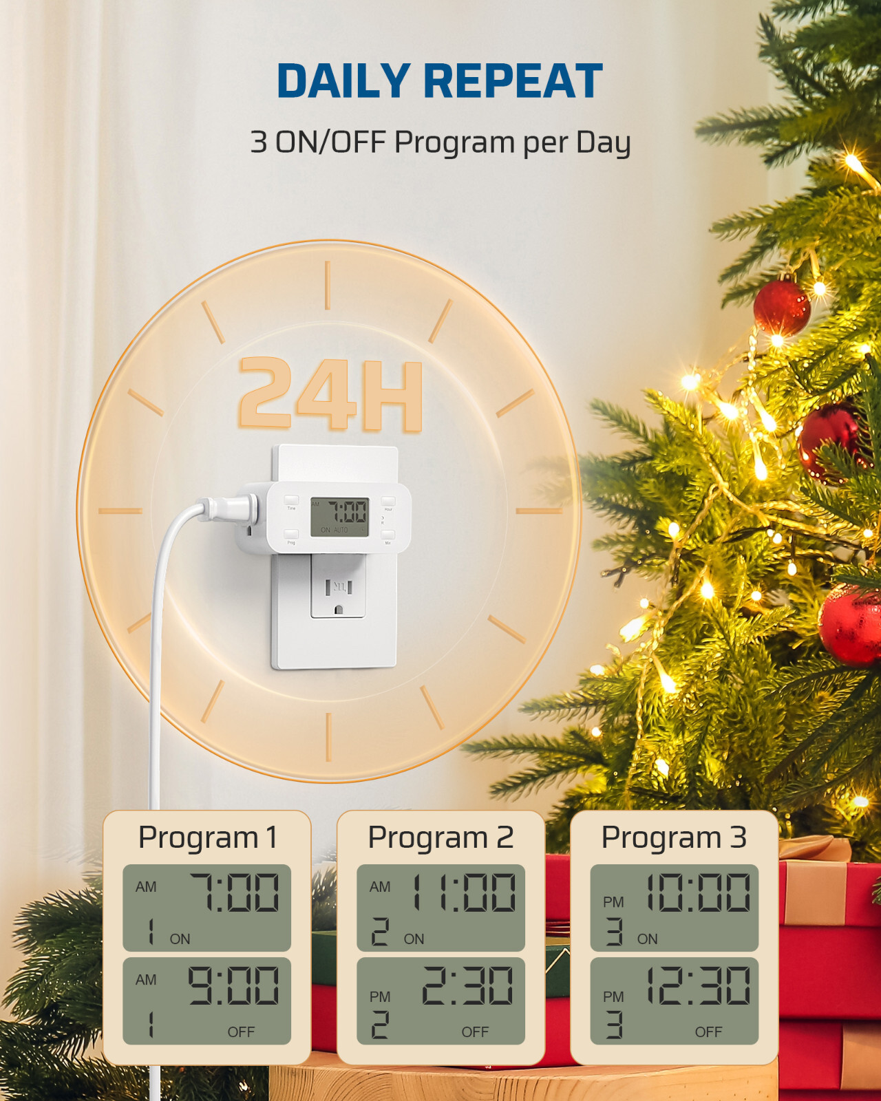DEWENWILS 2 Pack Digital Timer Outlet 24H Programmable Digital Outlet Timer