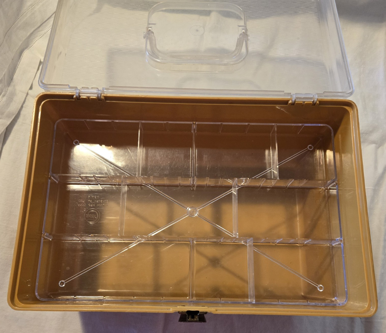 Wilson Wil-Hold Mustard Yellow Sewing Organizer, retro look, with Sewing Notions