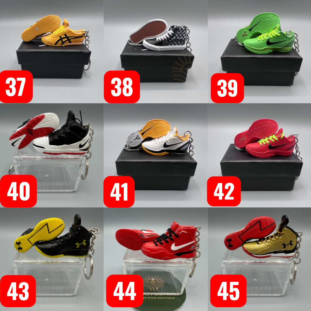 45 Mix Variety Styles Sneaker Keychain Mini Shoe Keychain With Box