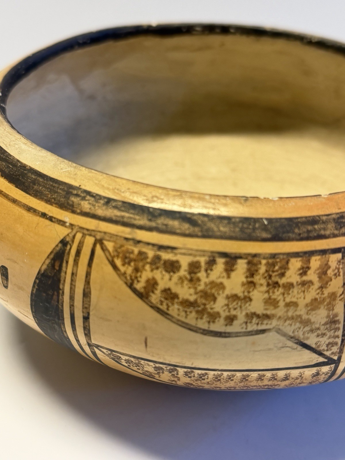 Antique Native American Indian Clay Pottery Old Hopi Bowl; Early 1900's