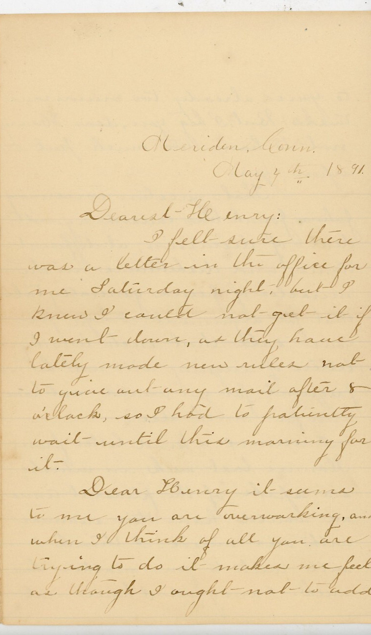 Charming 1891 Handwritten Love Letter from Emma in Meriden, CT - Sweet & Thought