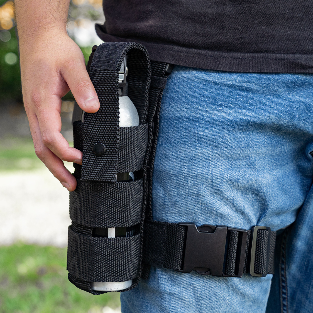 Police Magnum Heavy Duty Tactical Drop Leg Holster Holder & Pepper Spray 24oz PG