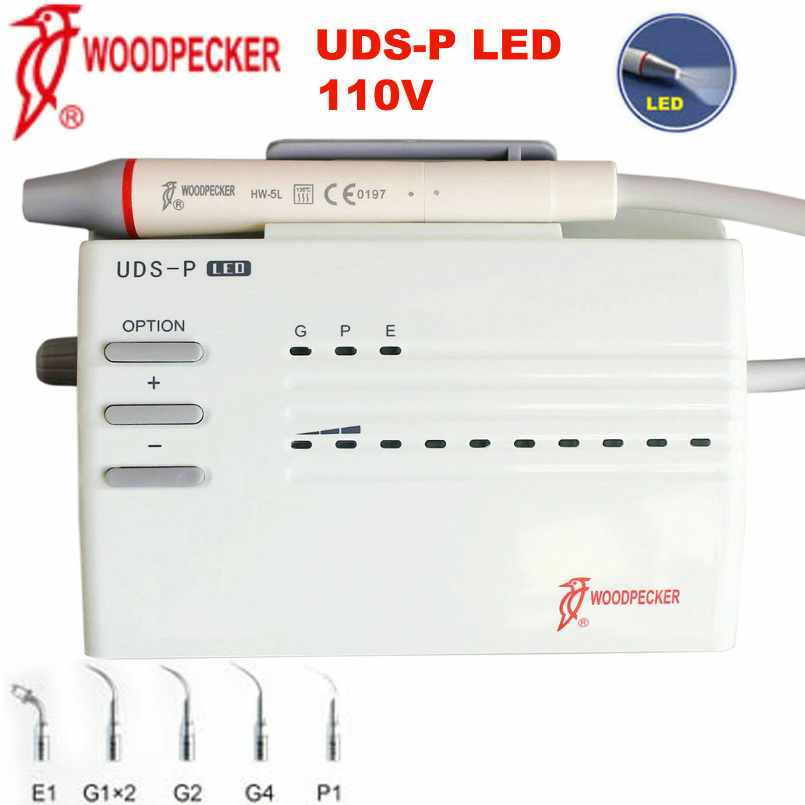 100% Original Woodpecker Dental Ultrasonic Piezo Scaler UDS-P LED Handpiece 110V