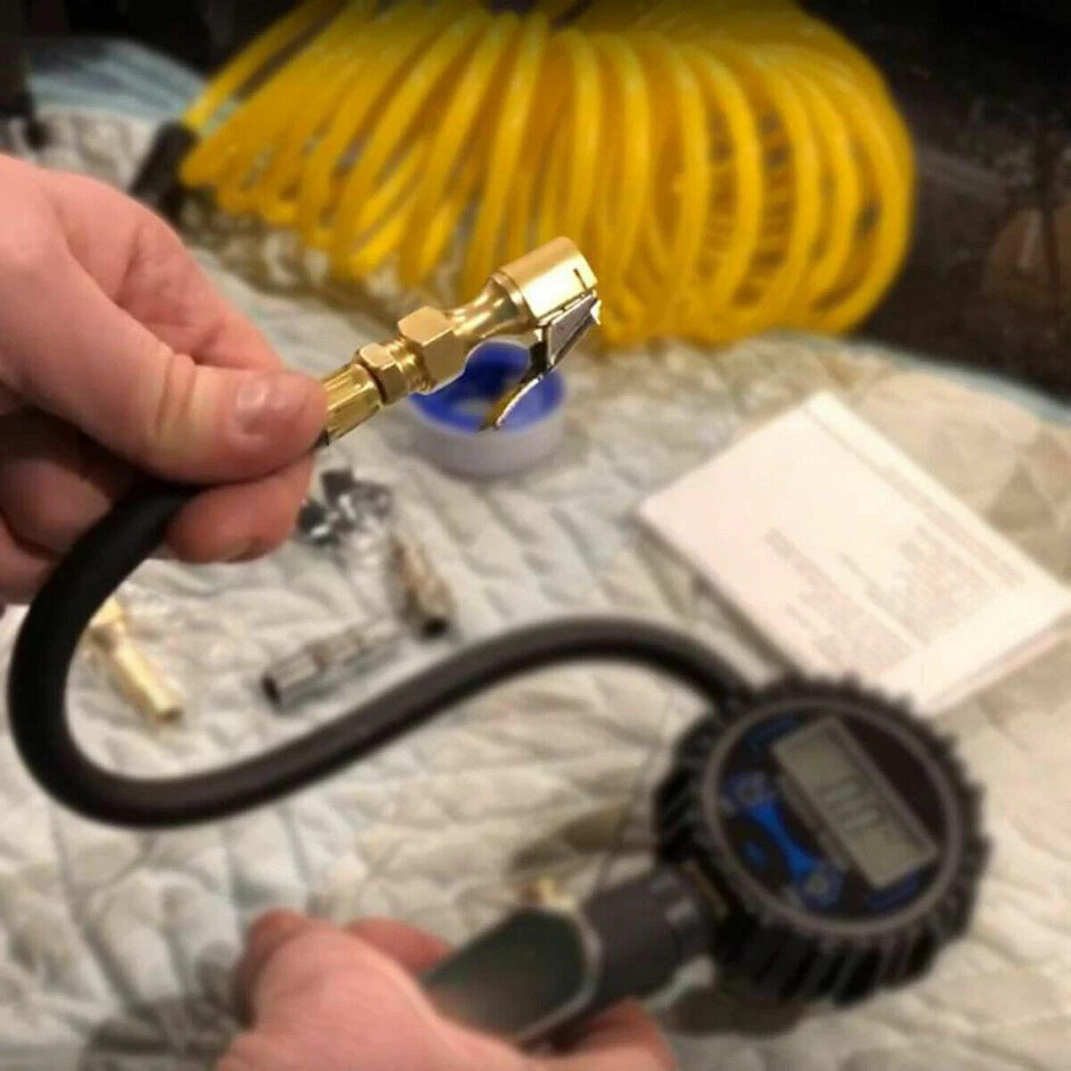 4 x Air Chuck Heavy Duty Open Flow Lock On Tire Chuck W/ Clip for Inflator Gauge