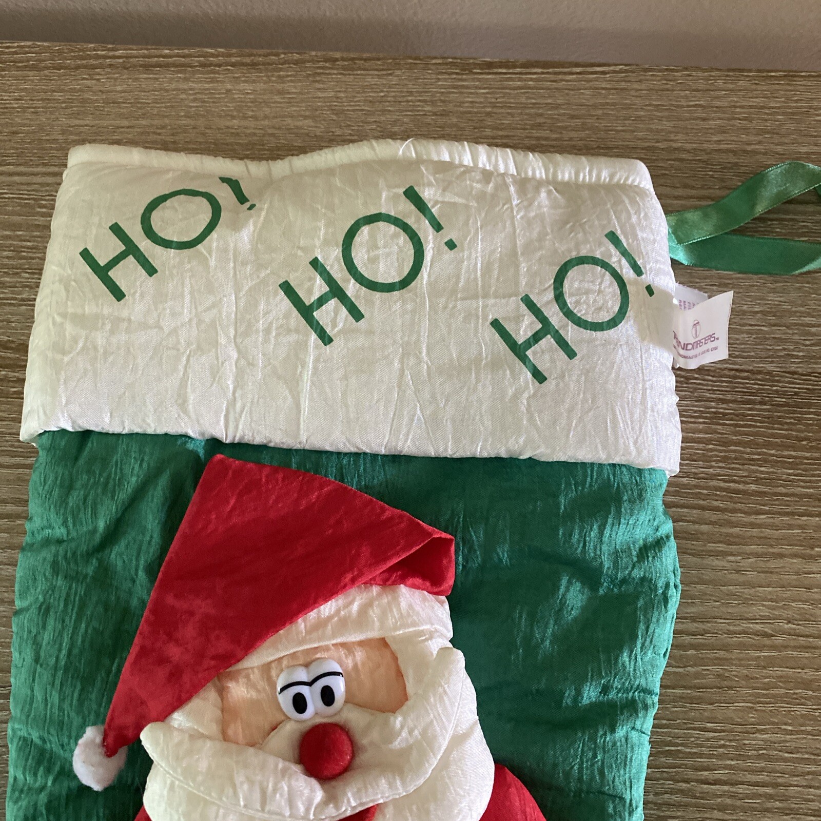 3D 1980s Ho Ho Ho Santa stocking parachute puff