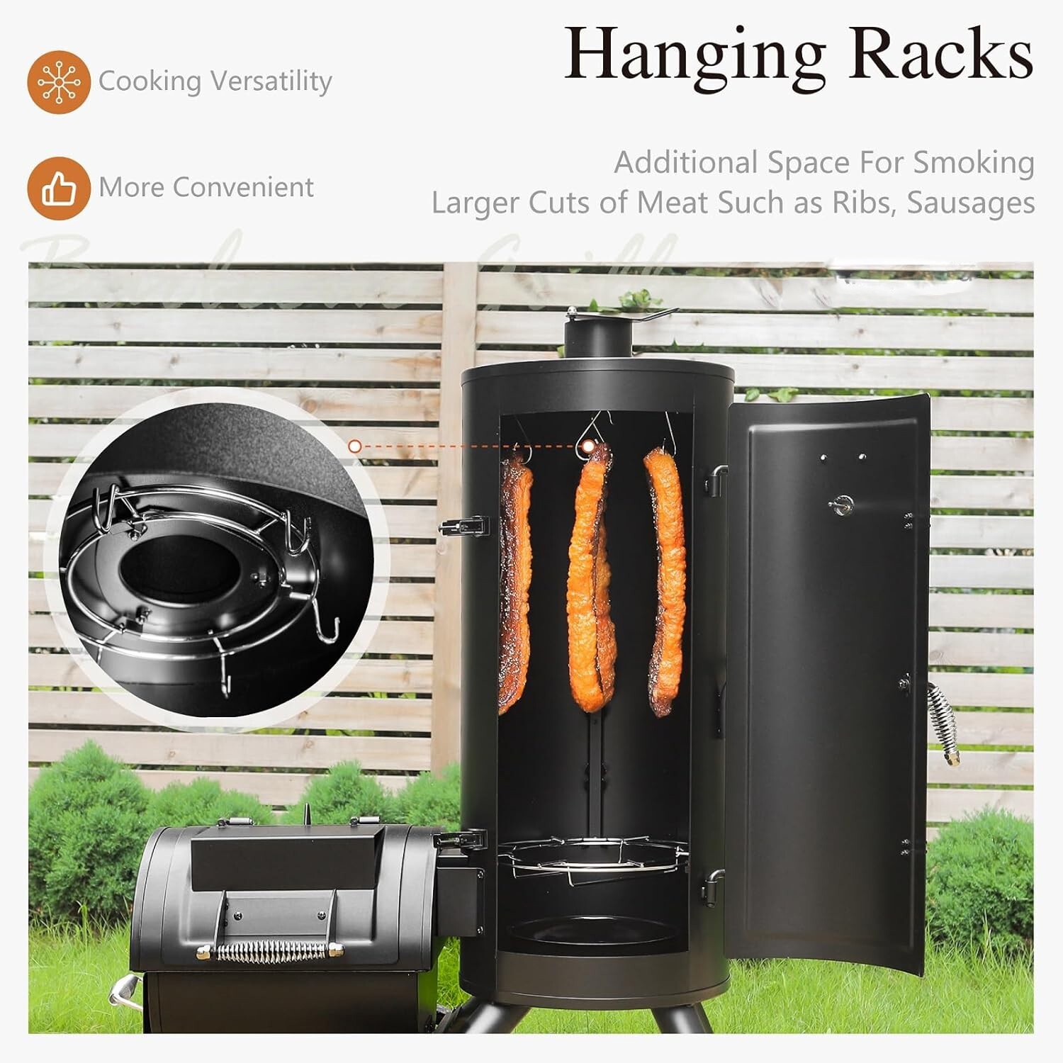 Heavy Duty Vertical Offset Charcoal Smoker Grills Extra Large Outdoor BBQ Grill