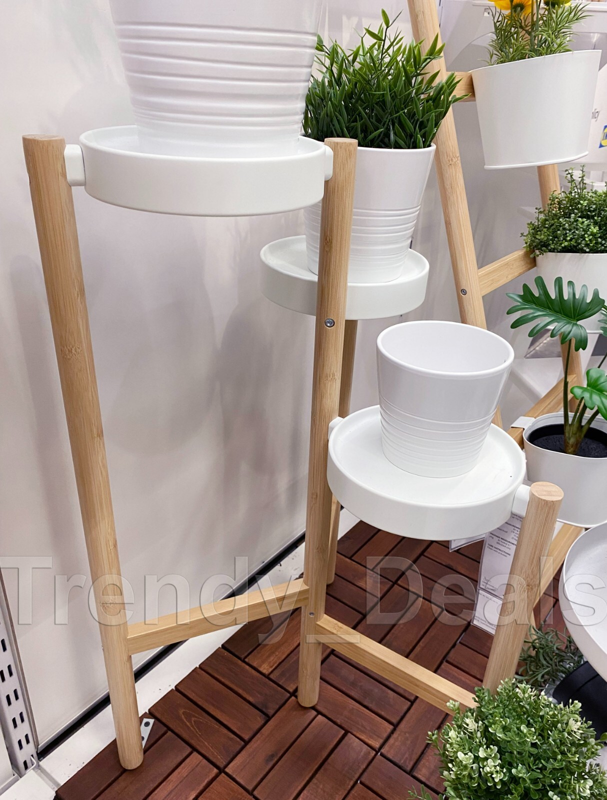 Ikea SATSUMAS Plant Stand Indoor, Bamboo/White, 30 ¾" - NEW