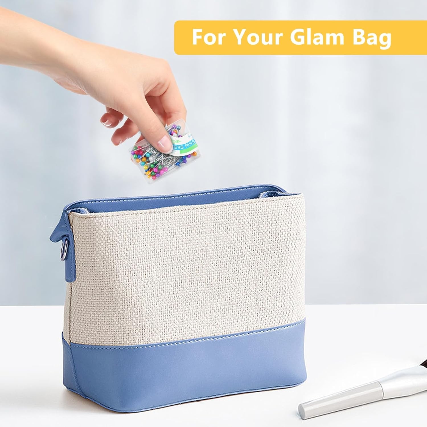 300PCS Sewing Pins for Fabric, Straight Pins with Glass Ball Heads, Corsage Pins