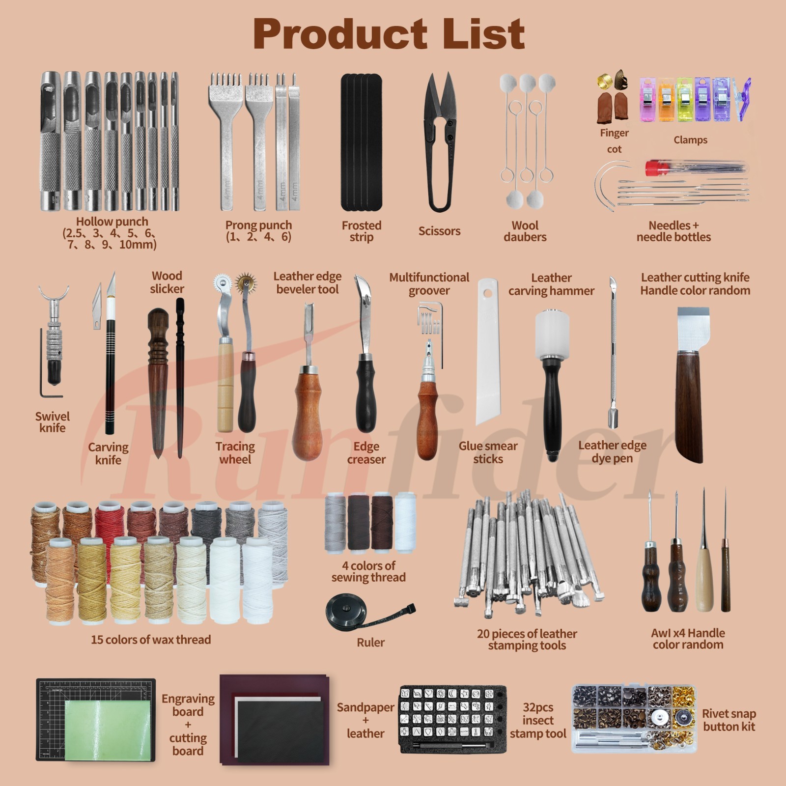 Leather Tooling Kit Craft Tools Leather Working Kit with Cutting Mats Crafts