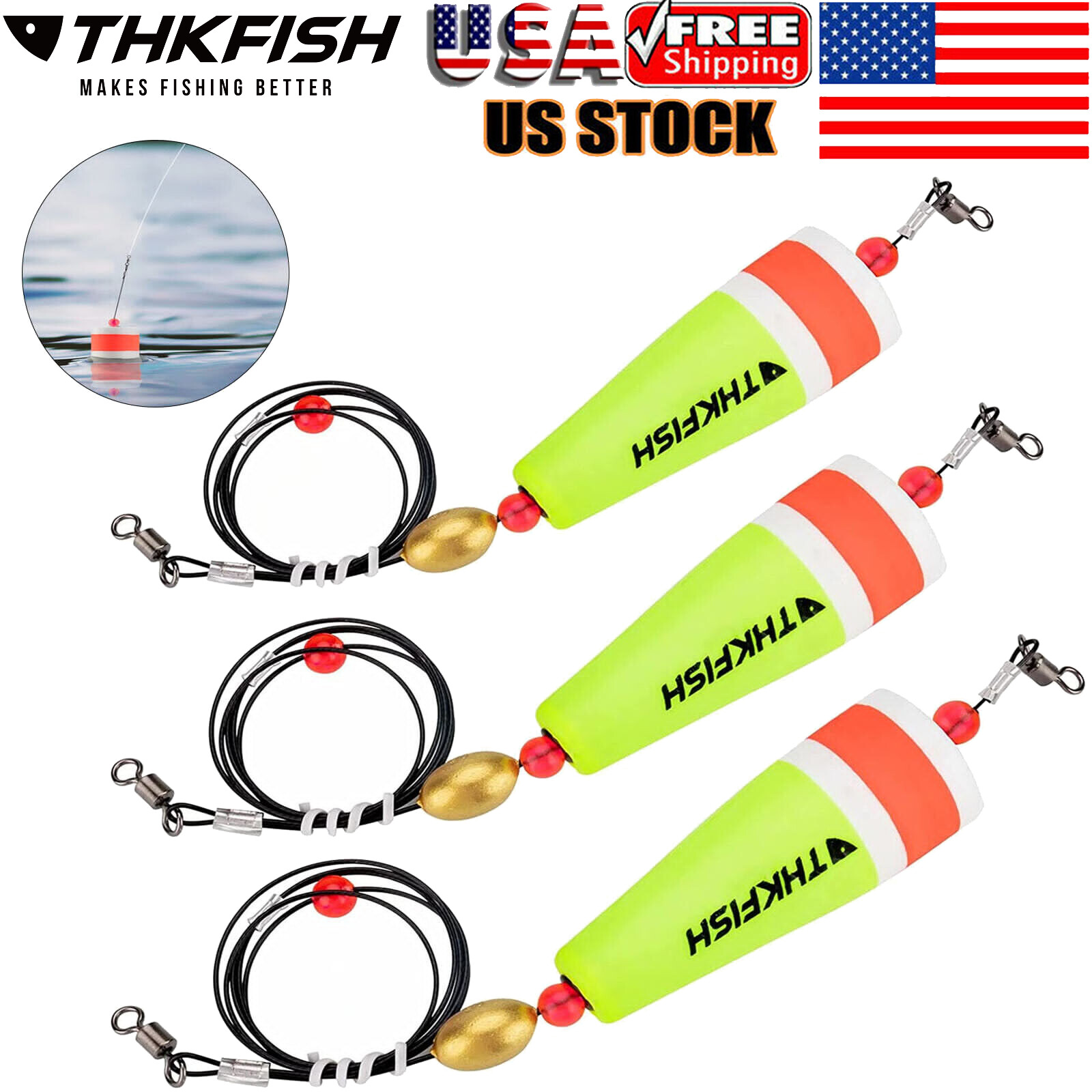 4PCS Fishing Floats Bobbers Fishing Popping Cork Trout Float Rig Weighted Pop