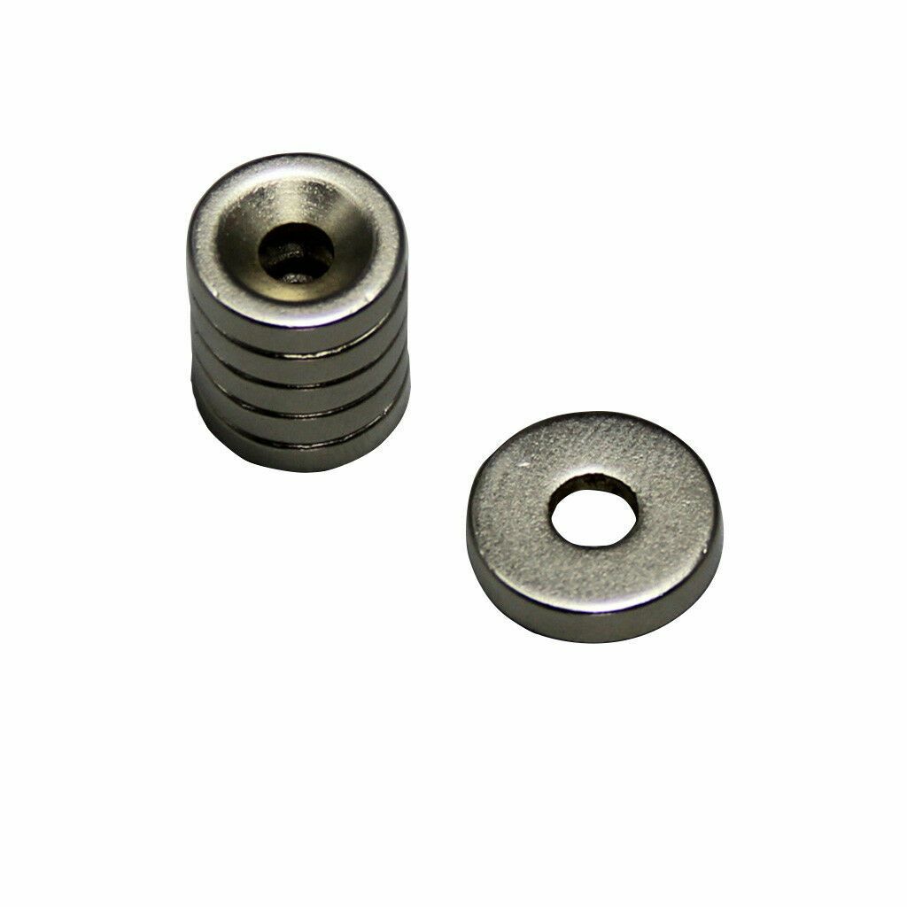 5-100pcs N35 12mm x 3mm Hole 4mm Strong Countersunk Ring Discs Rare Earth Magnet
