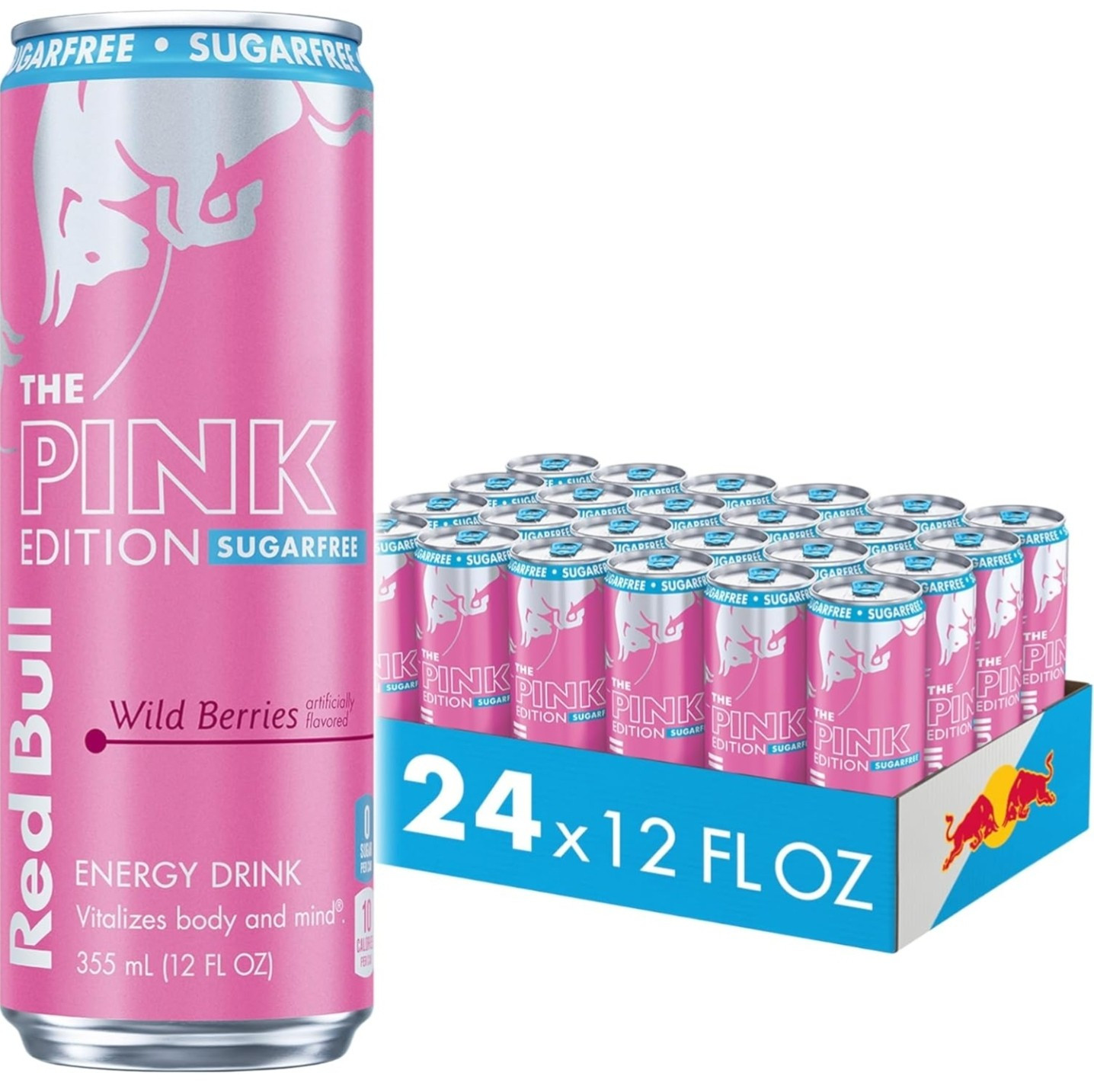 Red Bull Pink Edition Sugar Free Energy Drink, Wild Berries, 12 fl. OZ (24 Pack)